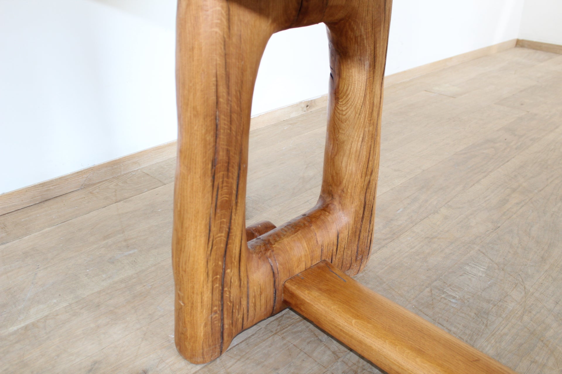 French Brutalist Oak Console