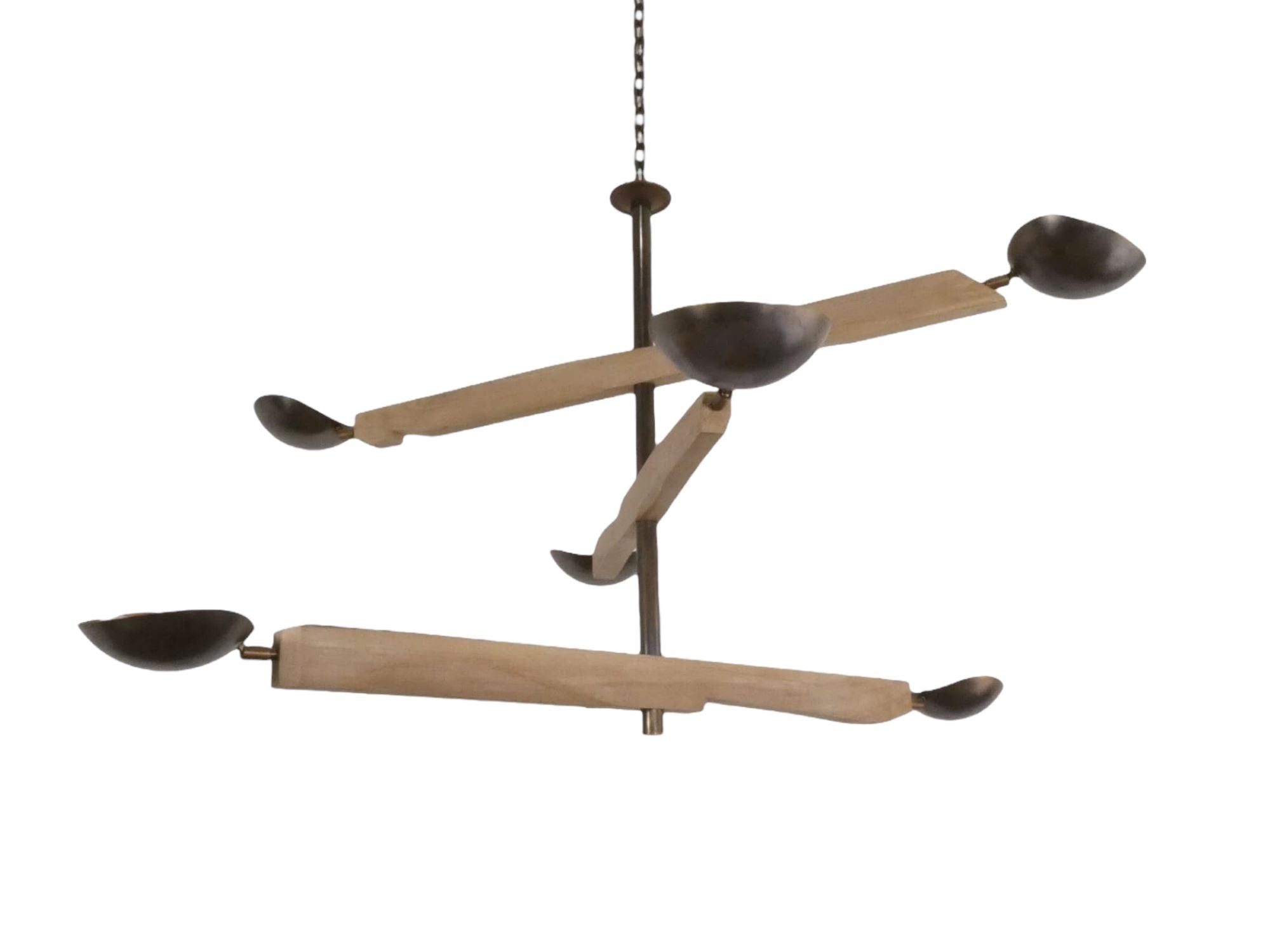 Lucca Studio Channing Chandelier with  Wood and Brass Element.