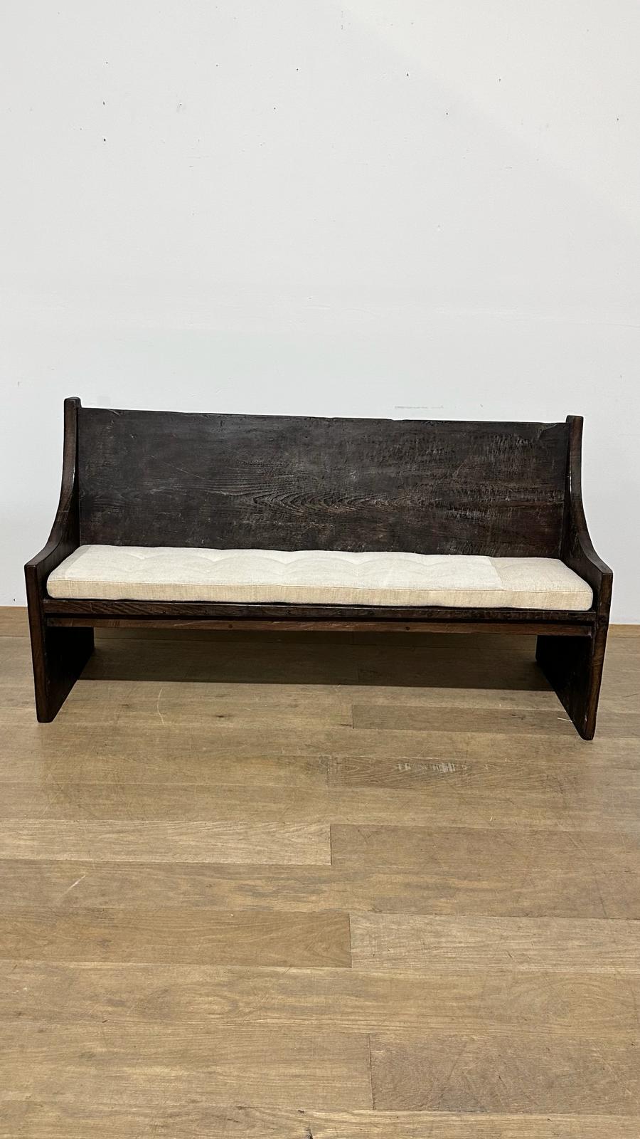 Lucca Studio Caleb Bench with Belgian Linen Seat Cushion