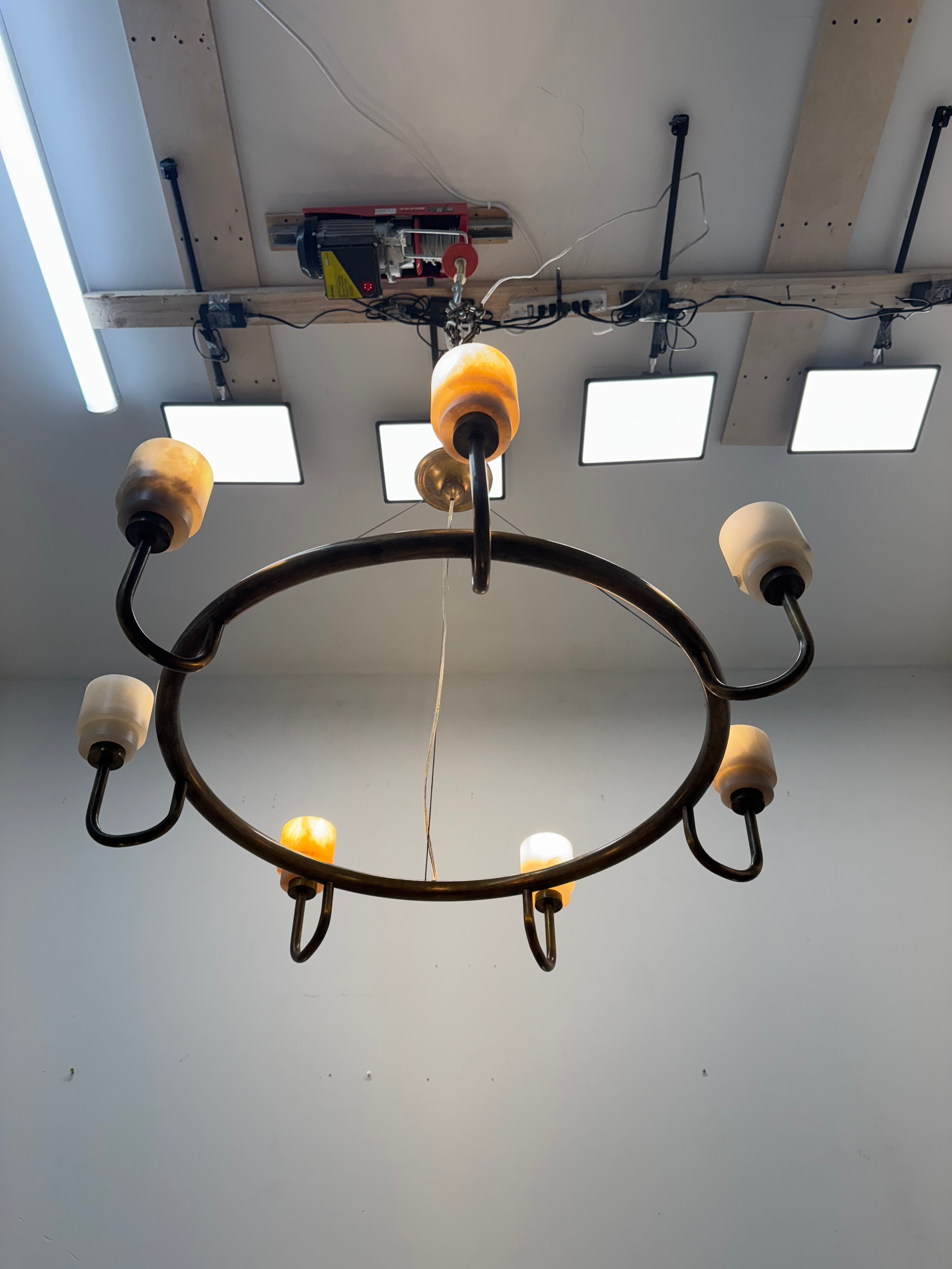 Lucca Studio Wynn Alabaster & Bronze Chandelier
