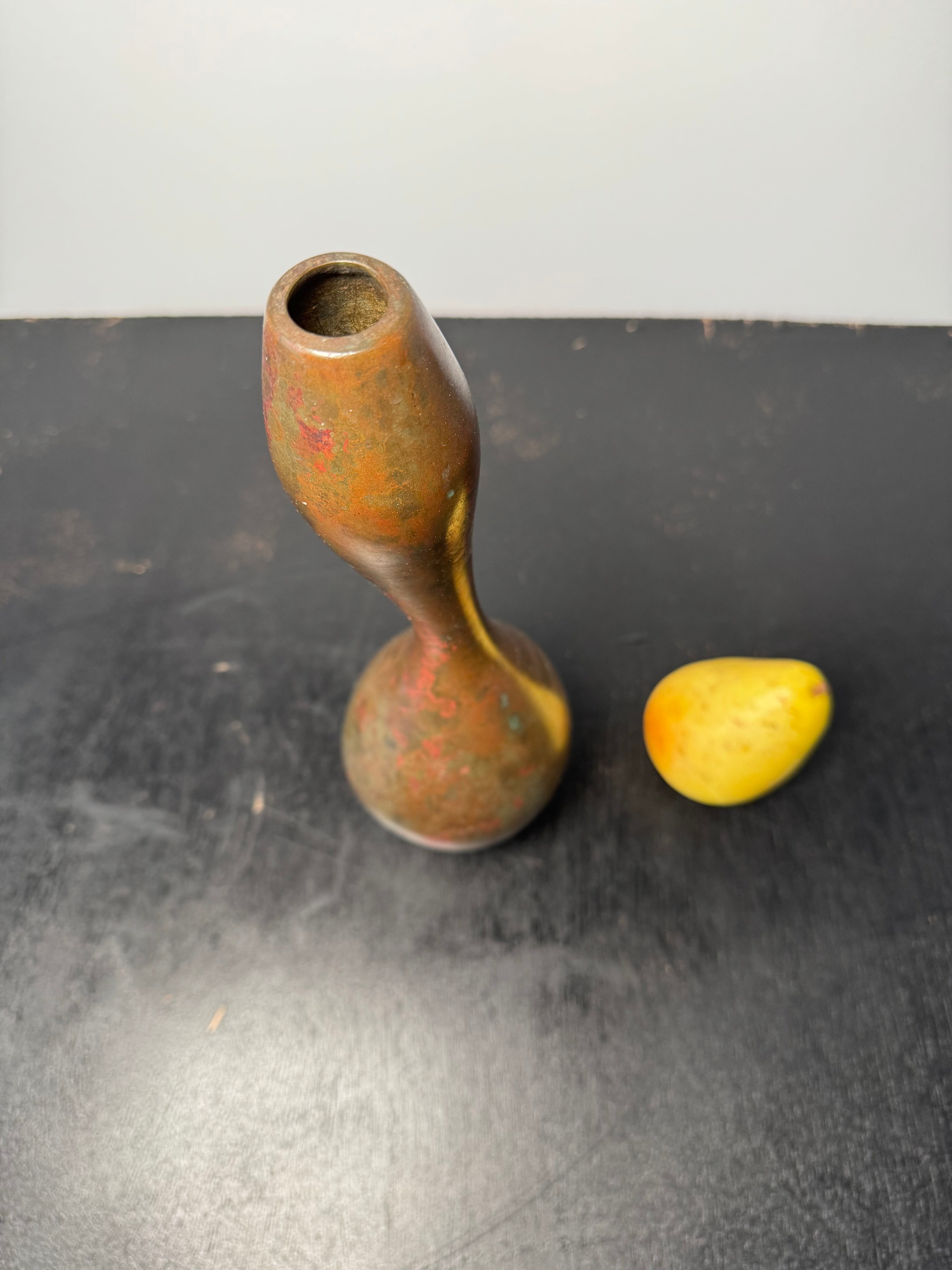 Vintage Japanese Bronze Vase in Unusual Shape