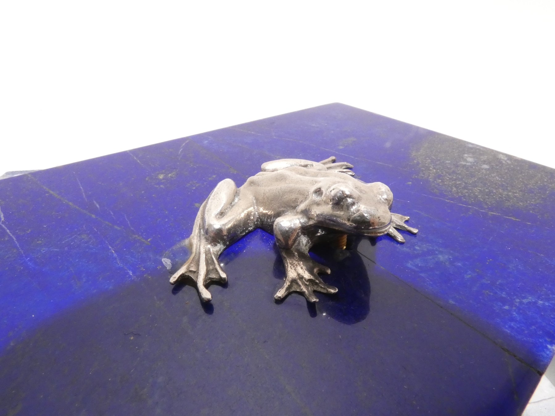 Modern Lapis Lazuli Box With Silver "Frog"