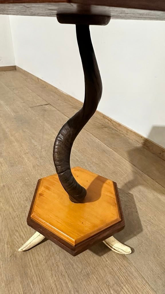 Very Unusual French Side Table with Horn Feet