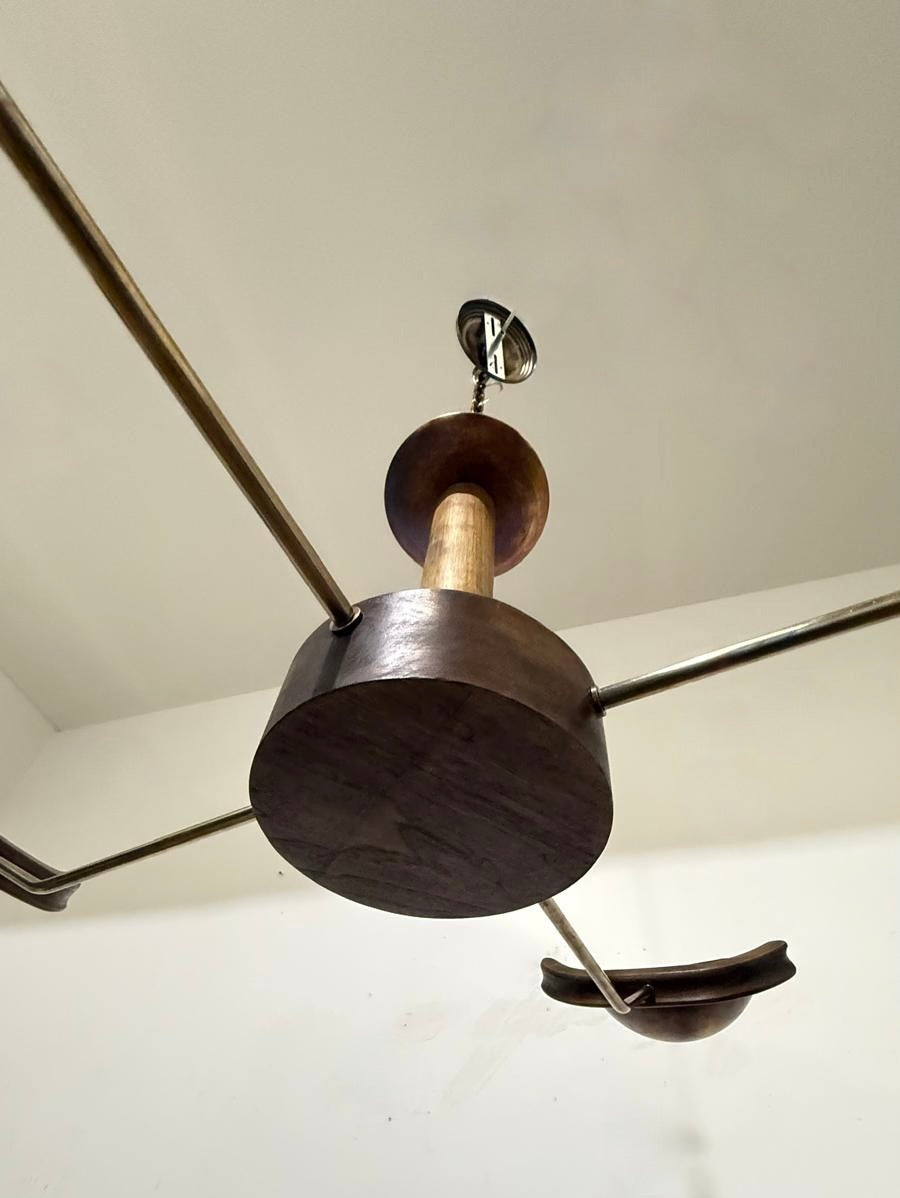 Limited Edition Wood and Bronze Chandelier