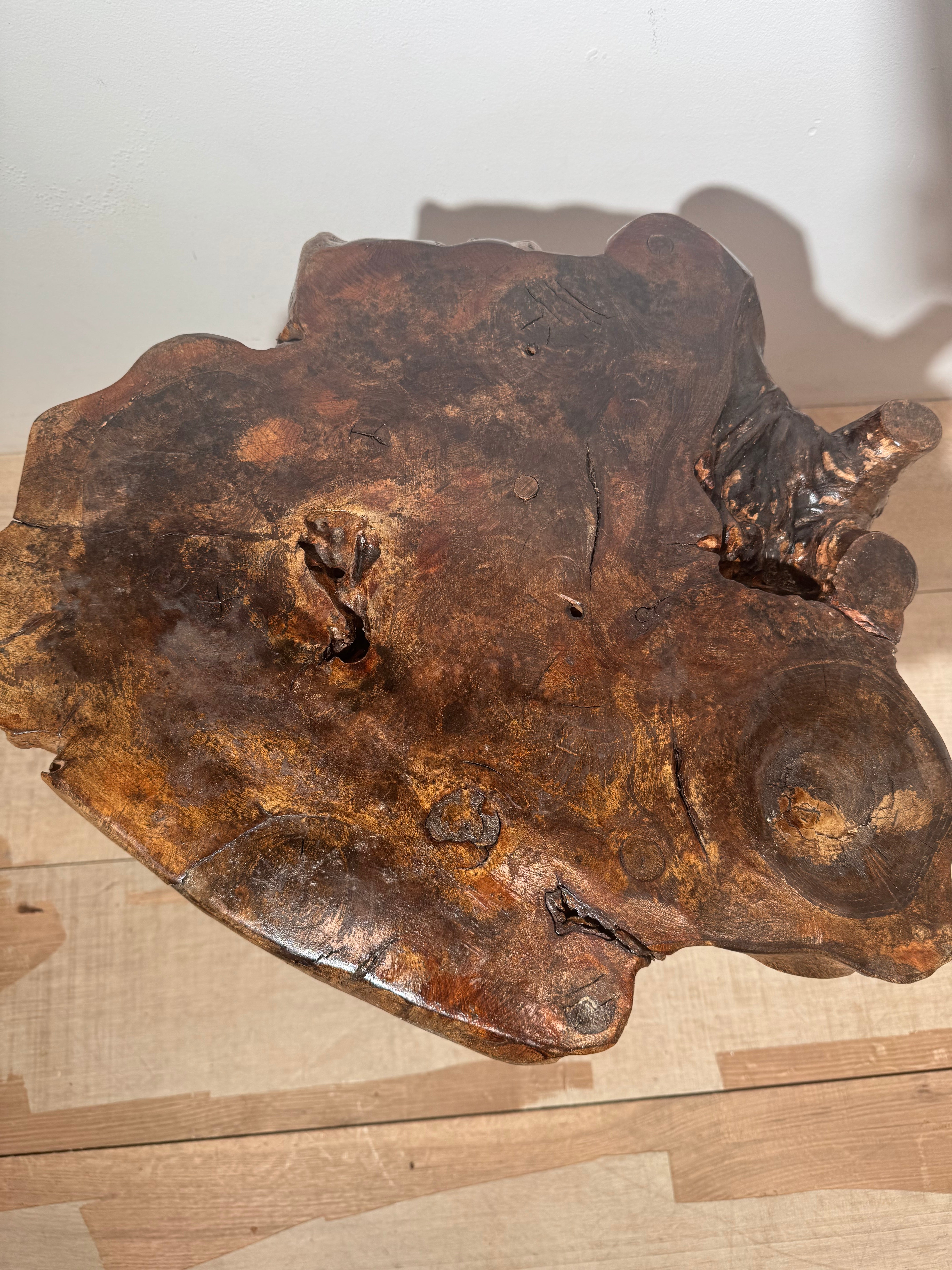 French Vintage Burl Root Side Table