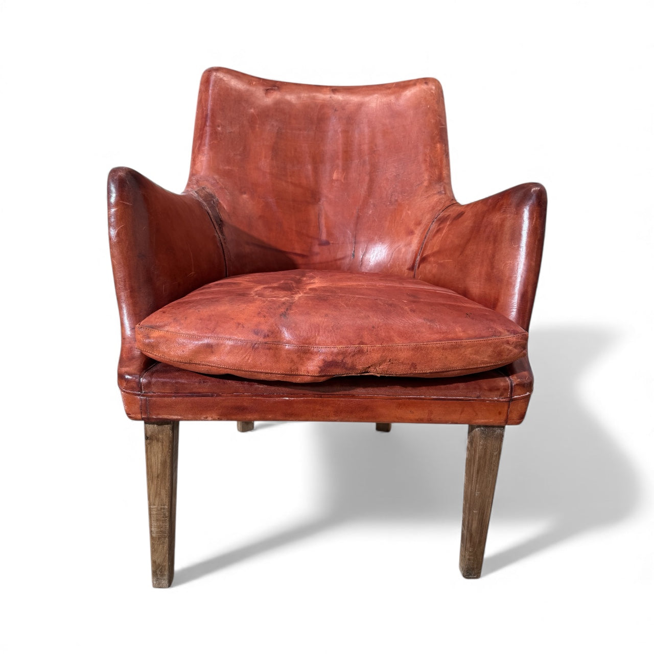 Original Vintage Arne Vodder Danish Leather Chair in Scruffy Condition