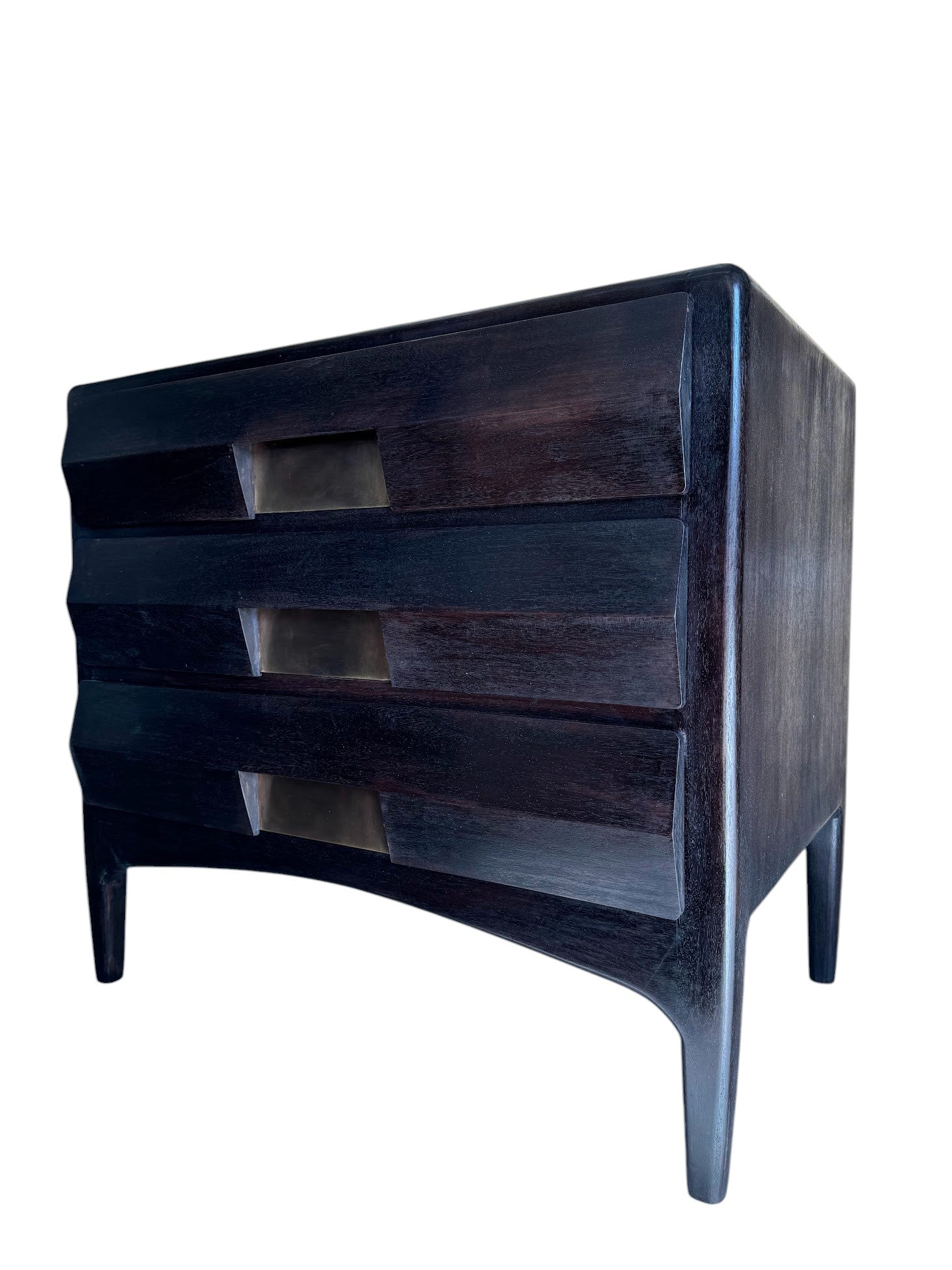 Limited Edition Solid Walnut Commode with Bronze Drawer