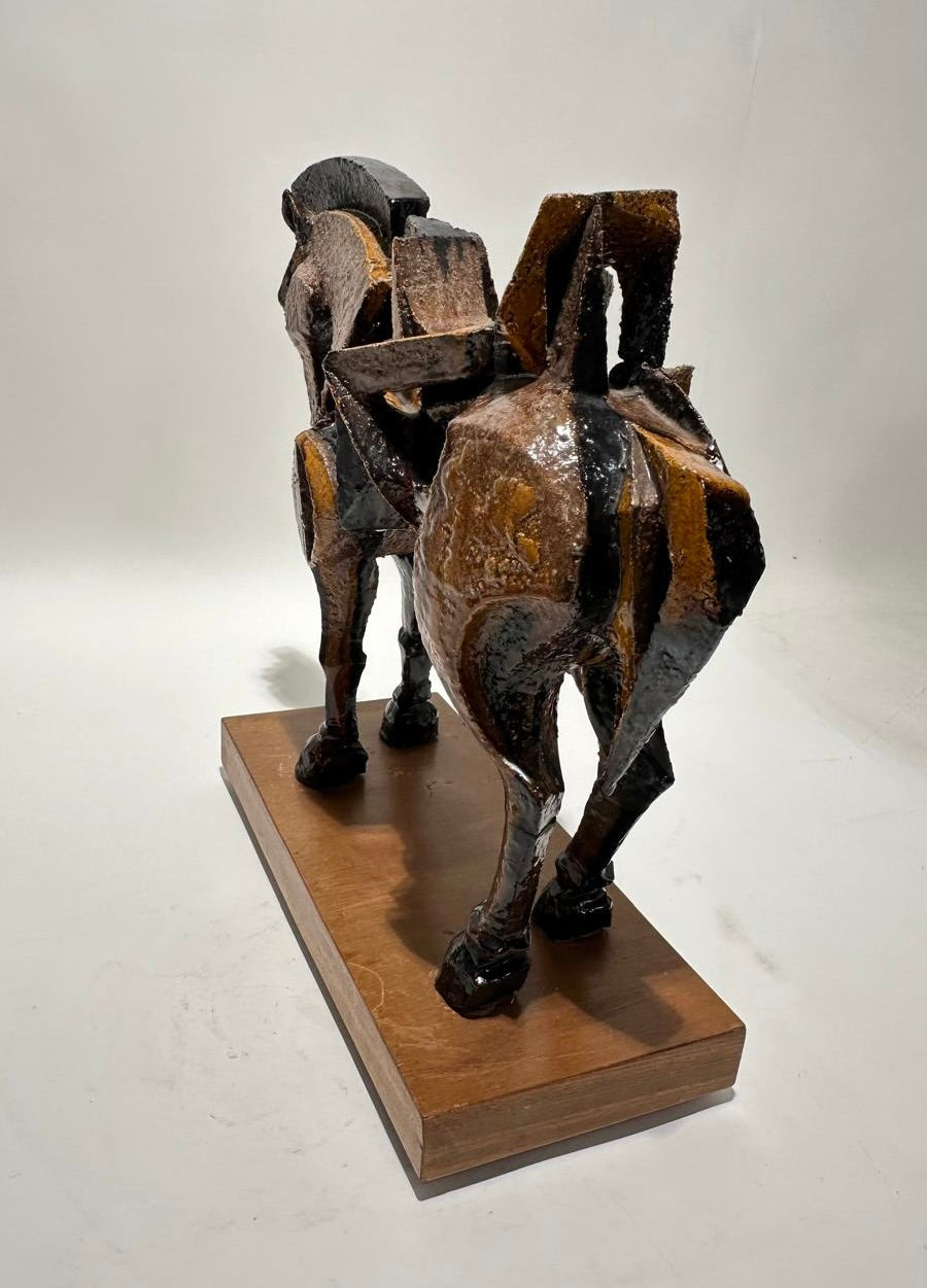 Large Scale 1970's Italian Cubist Ceramic Horse