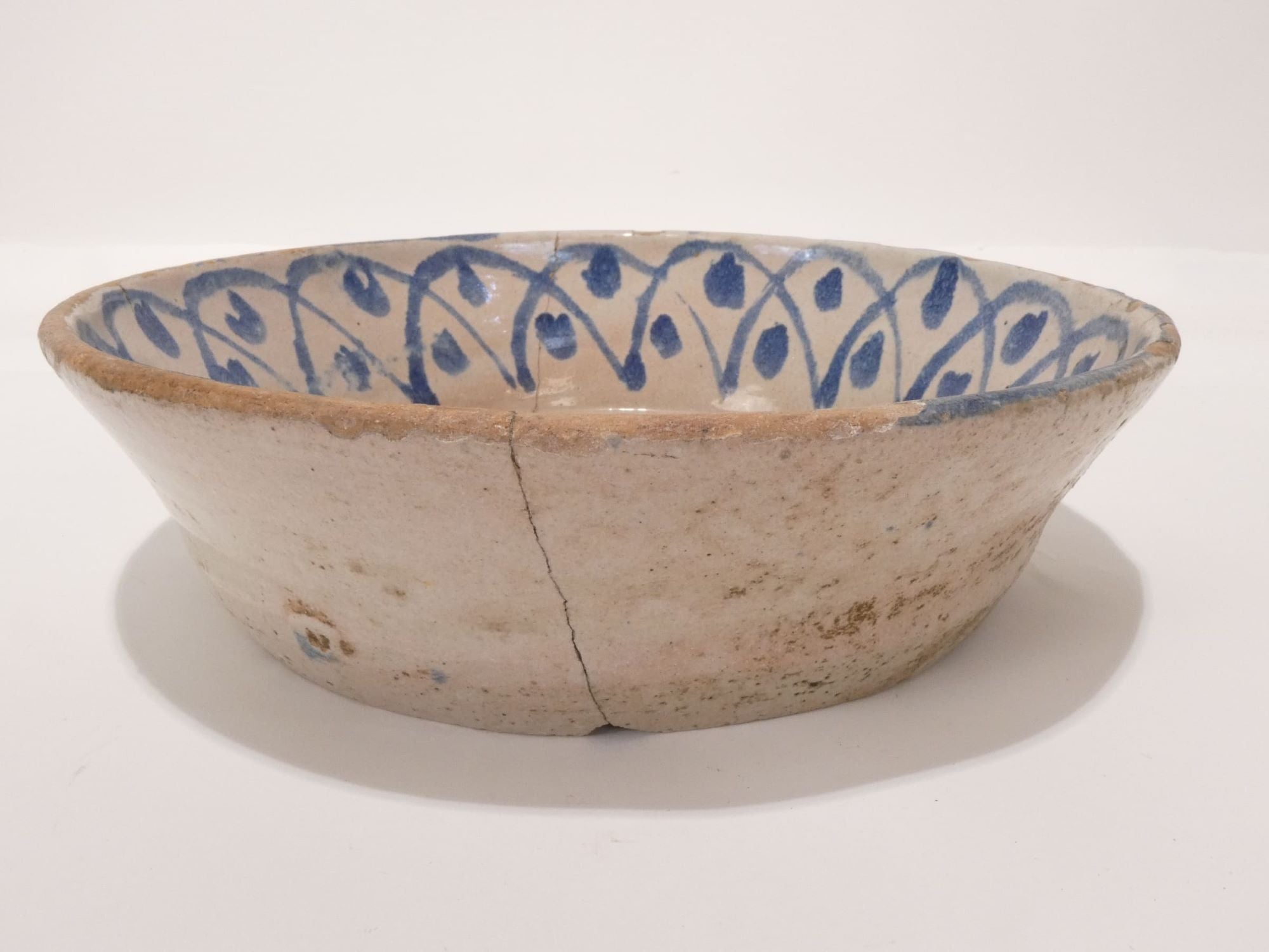 19th Century Blue and White Spanish Lebrillo Bowl