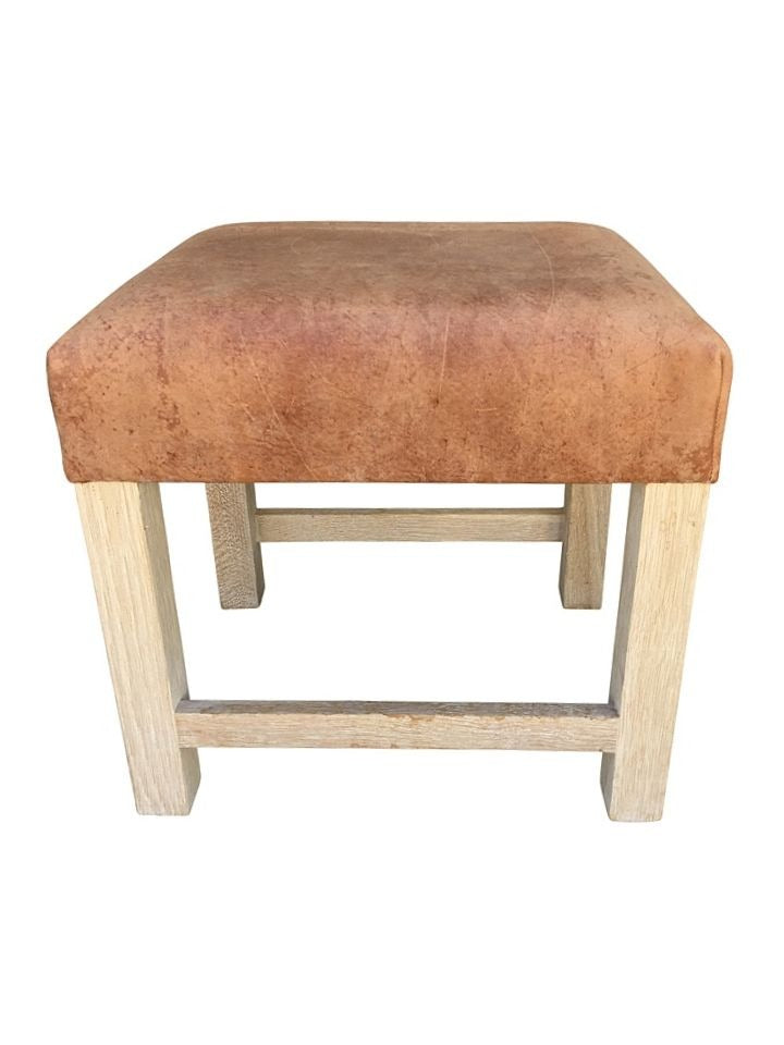 Belgian Leather  Oak Stool