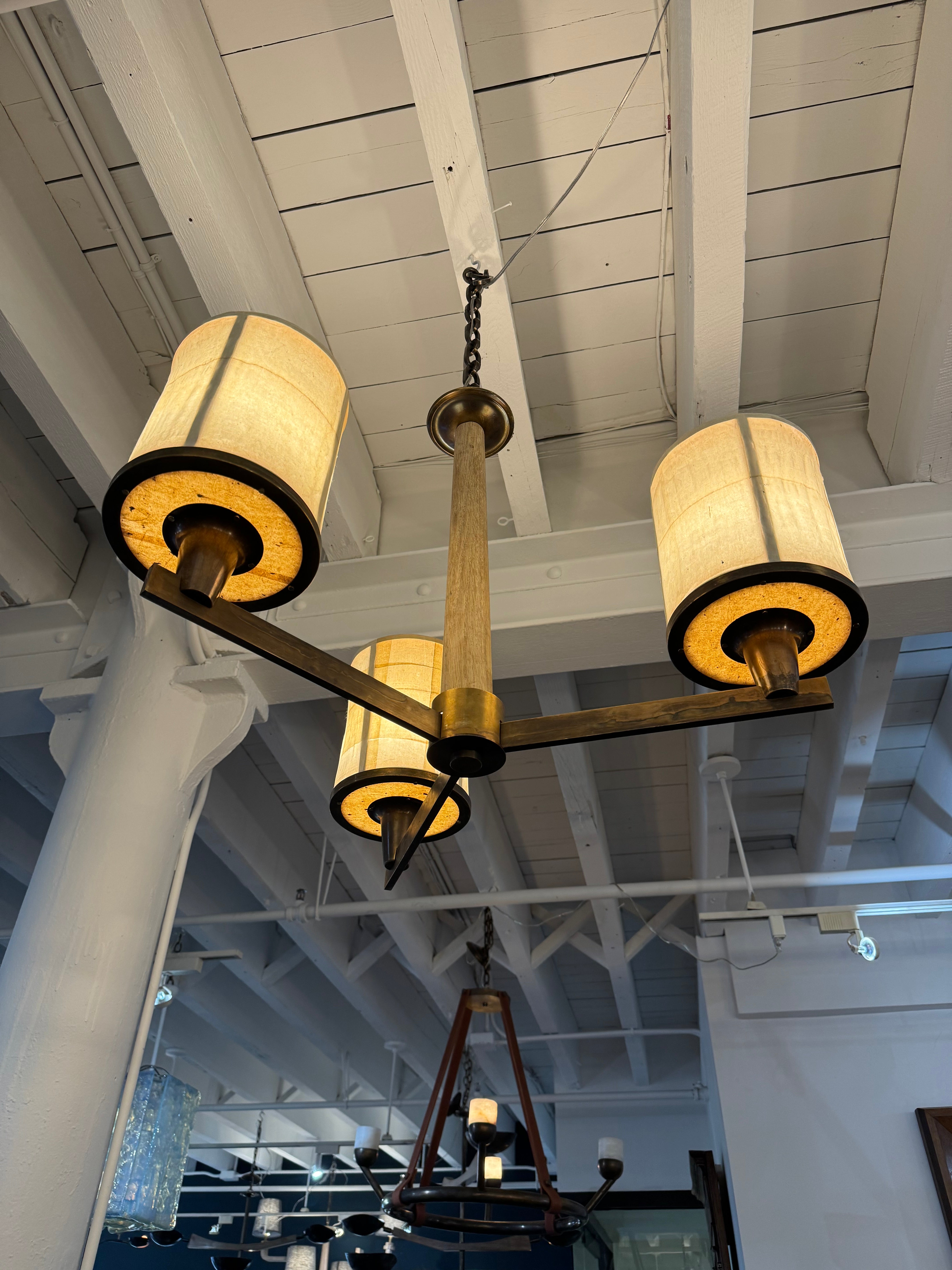 Limited Edition Three Light Bronze Chandelier