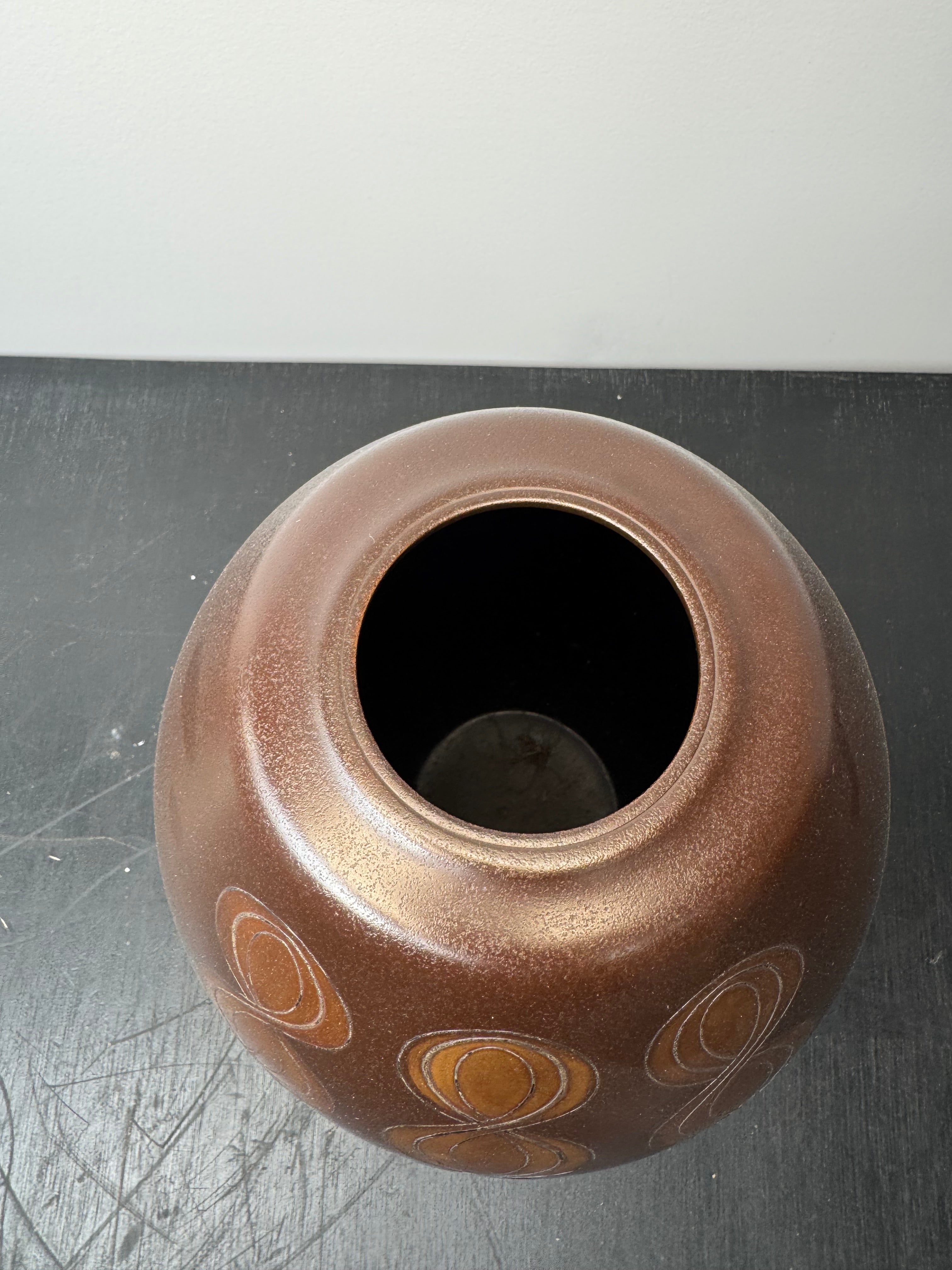 Vintage Japanese Incised Bronze Vase