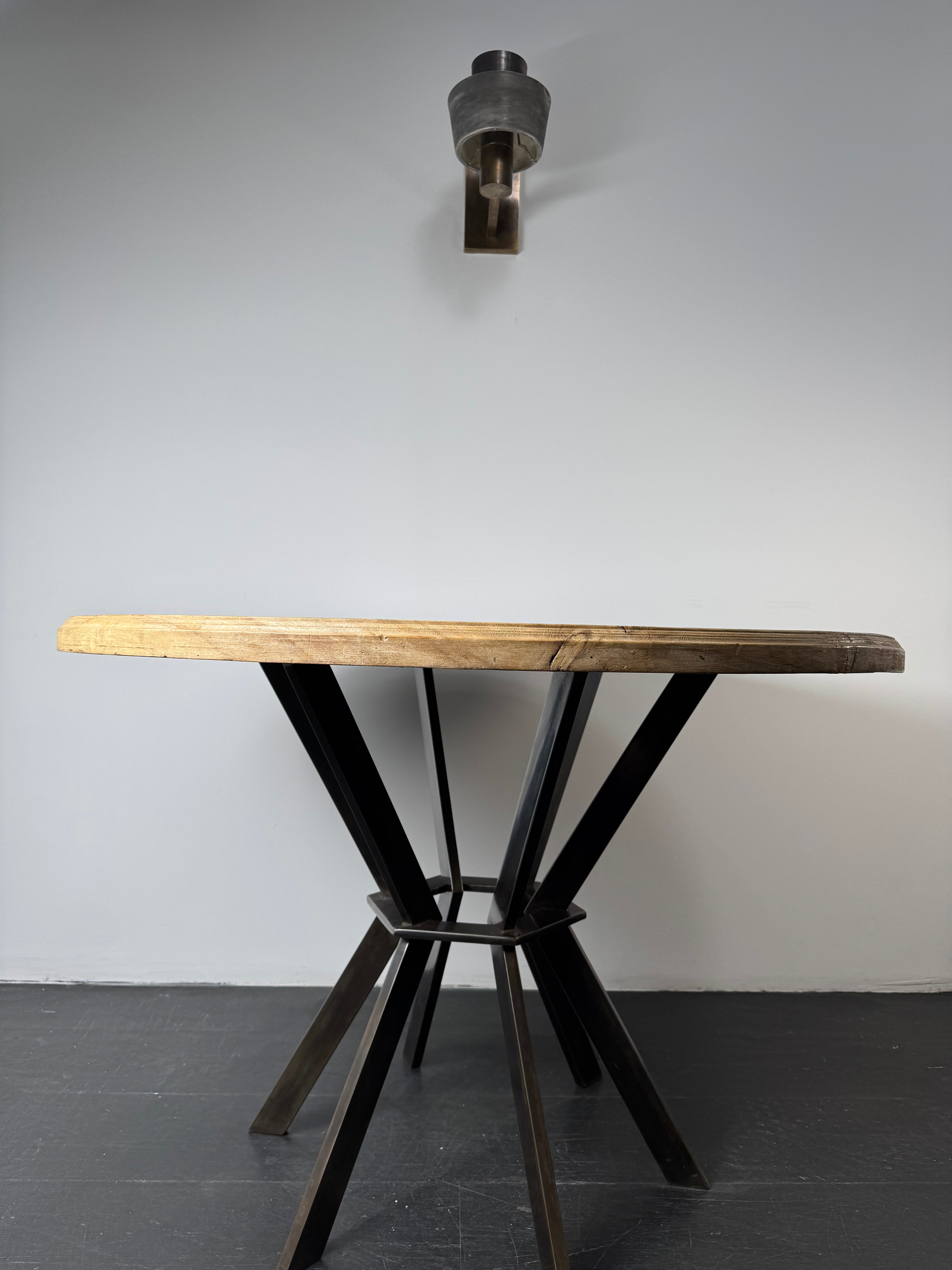 Limited Edition Burl Sycamore & Oxidized Metal Center Table