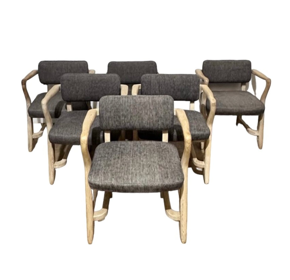 Set of (6) Guillerme & Chambron Oak Chair