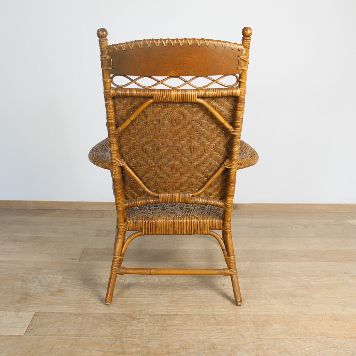 American 1900's Rattan and Beech Arm Chair