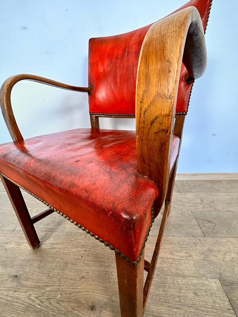 Early Fritz Hansen Leather Arm Chair