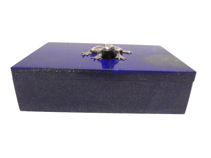 Modern Lapis Lazuli Box With Silver "Frog"