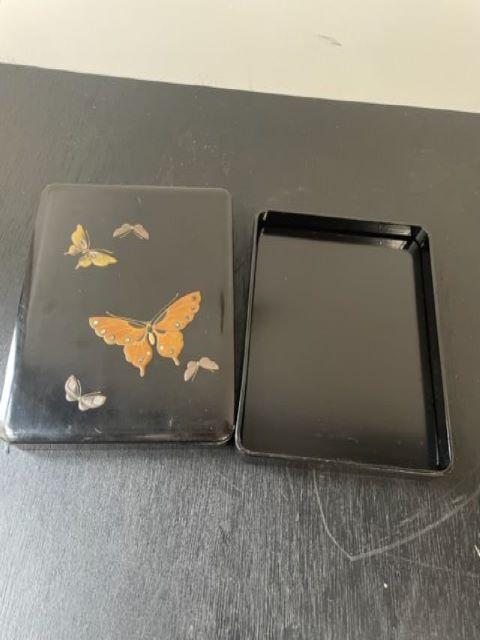 Vintage Japanese Makie Lacquer Box with Butterflies