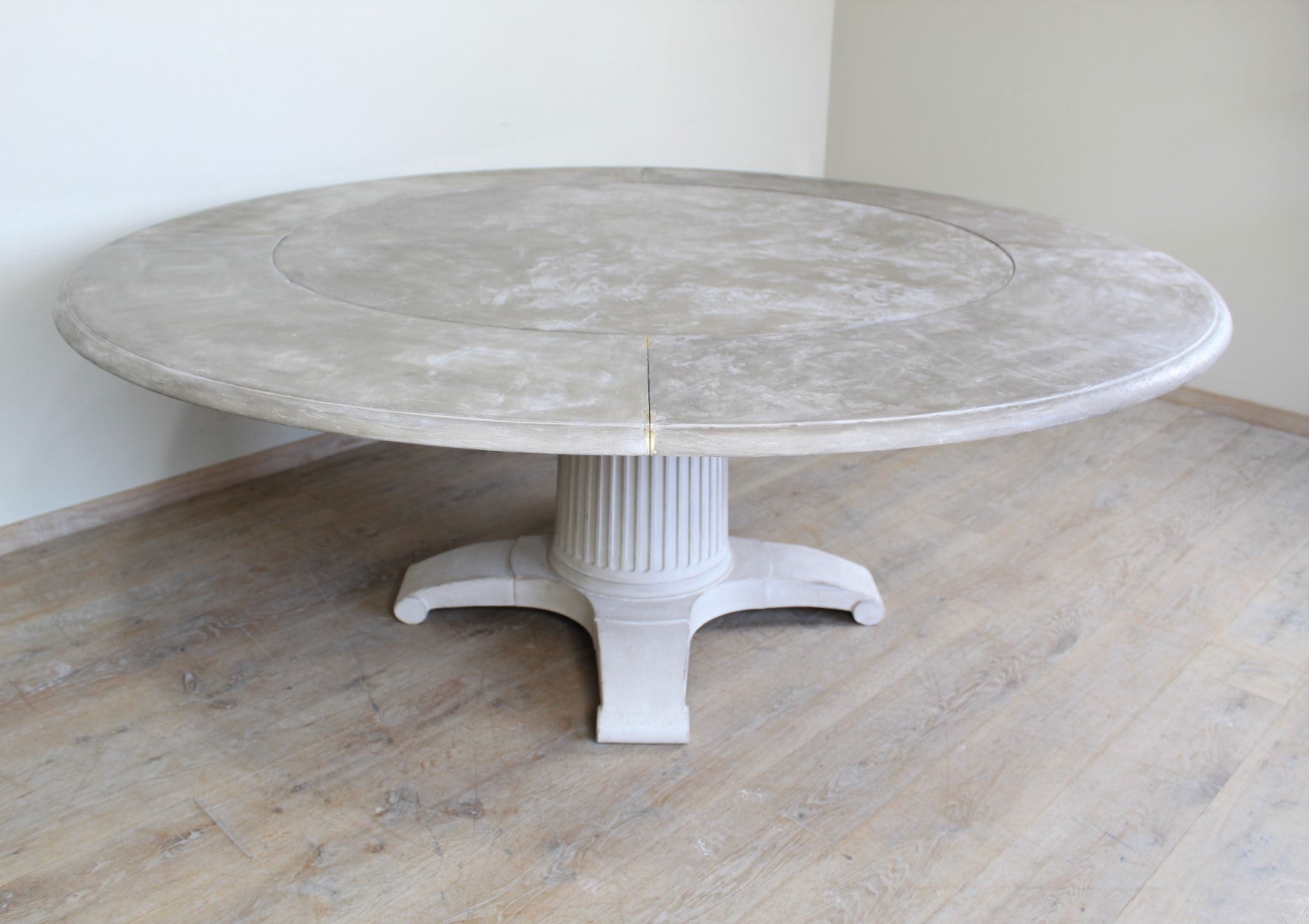 Large Belgian Round Oak Dining Table