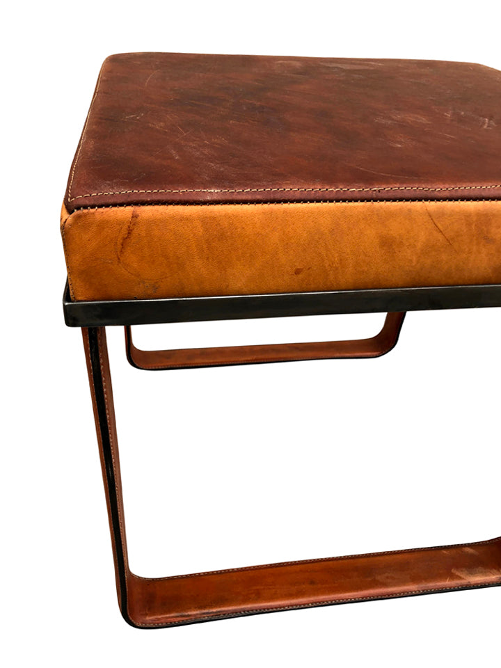 Lucca Studio Vaughn (stool) of saddle leather top and base