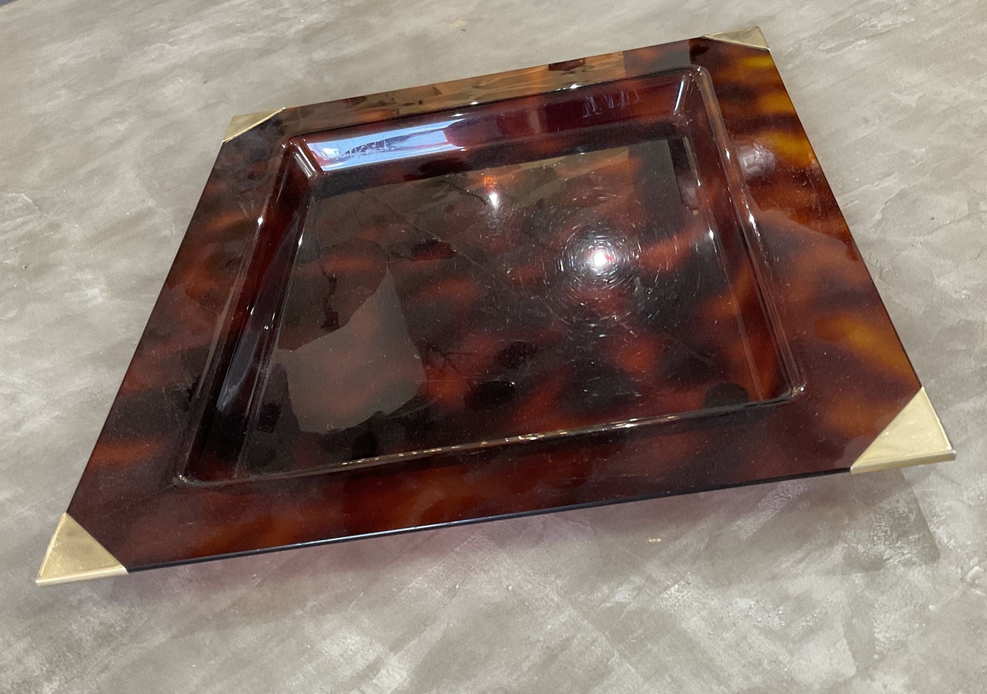 French Faux Tortoise Lucite Tray