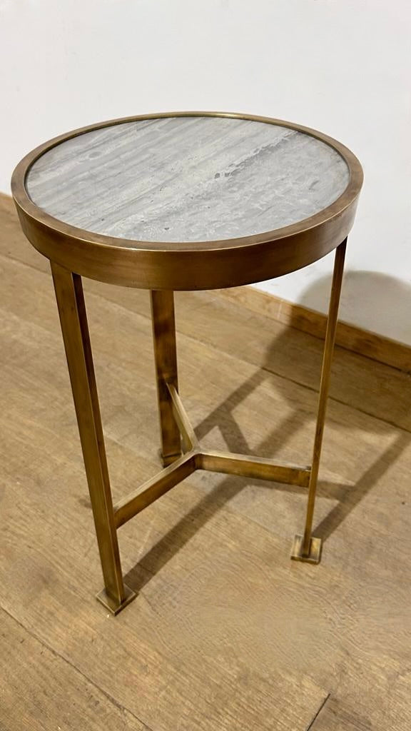 Lucca Studio Everett Bronze and Stone  Side Table (small)