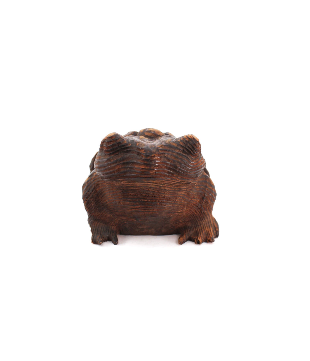 Japanese Mingei Carved Wood Frog