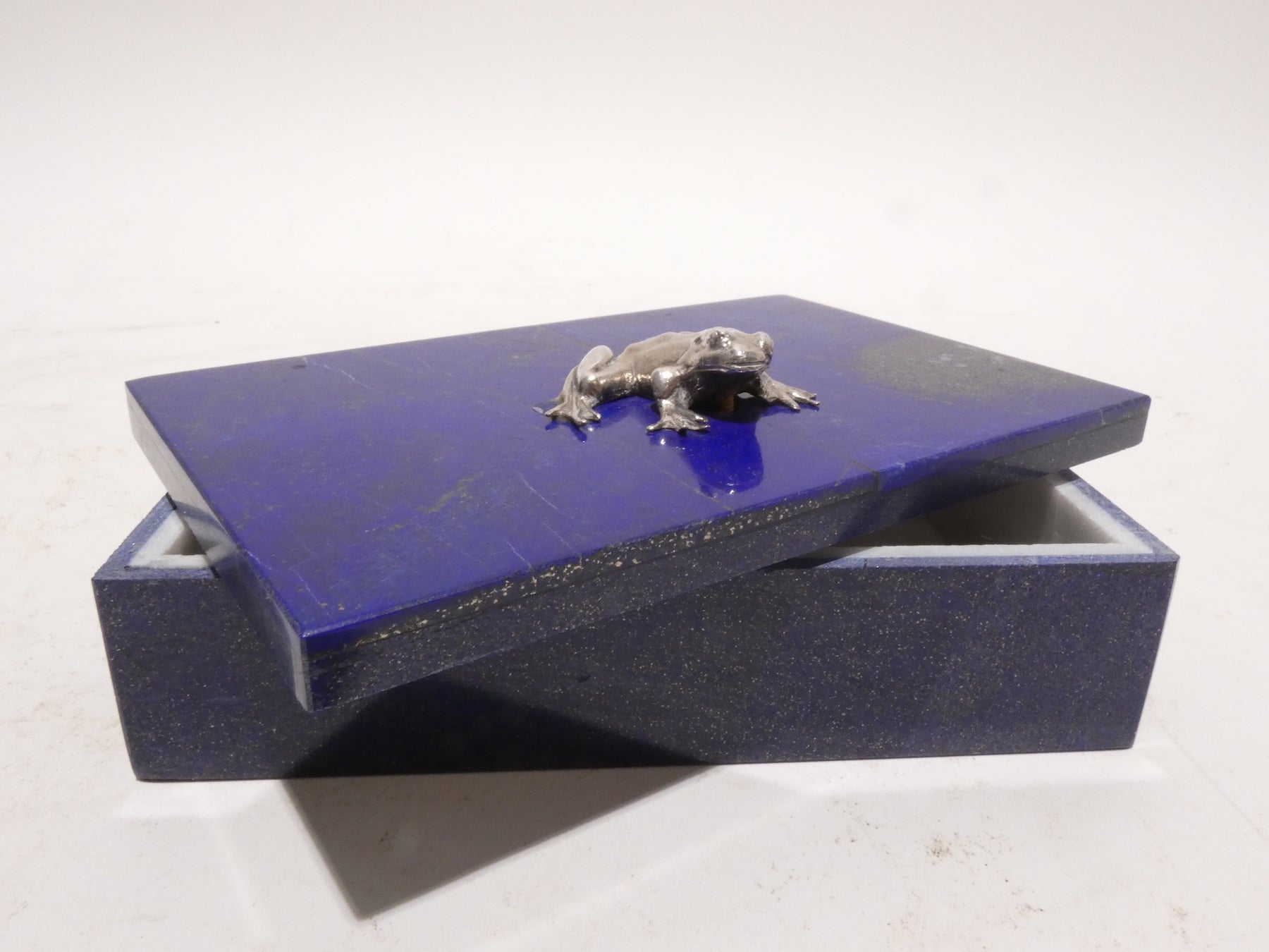 Modern Lapis Lazuli Box With Silver "Frog"