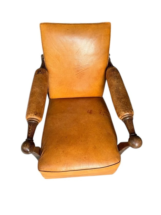 French 1930's Leather Arm Chair