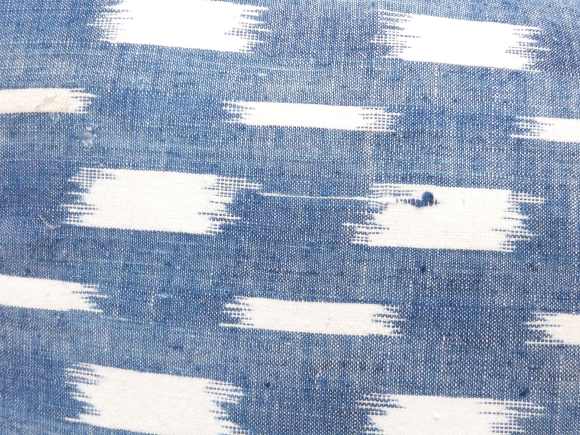 Rare 18th French Indigo Flamme Ikat Textile Pillow