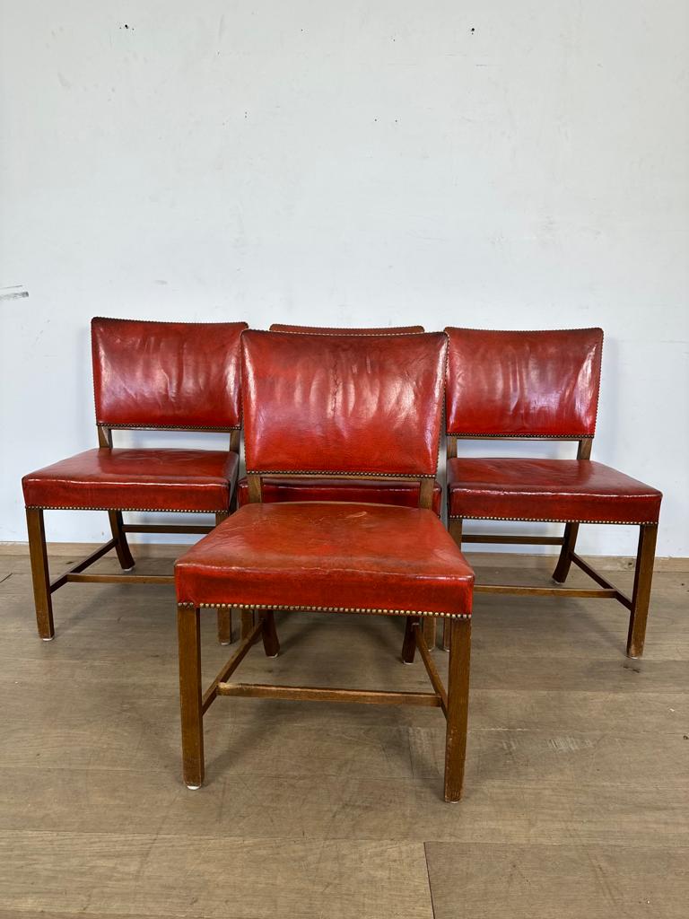 Early Set of (4) Fritz Hansen Vintage Leather Dining Chairs