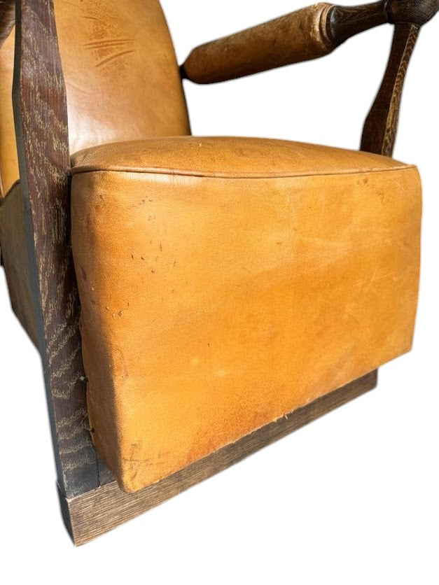 French 1930's Leather Arm Chair