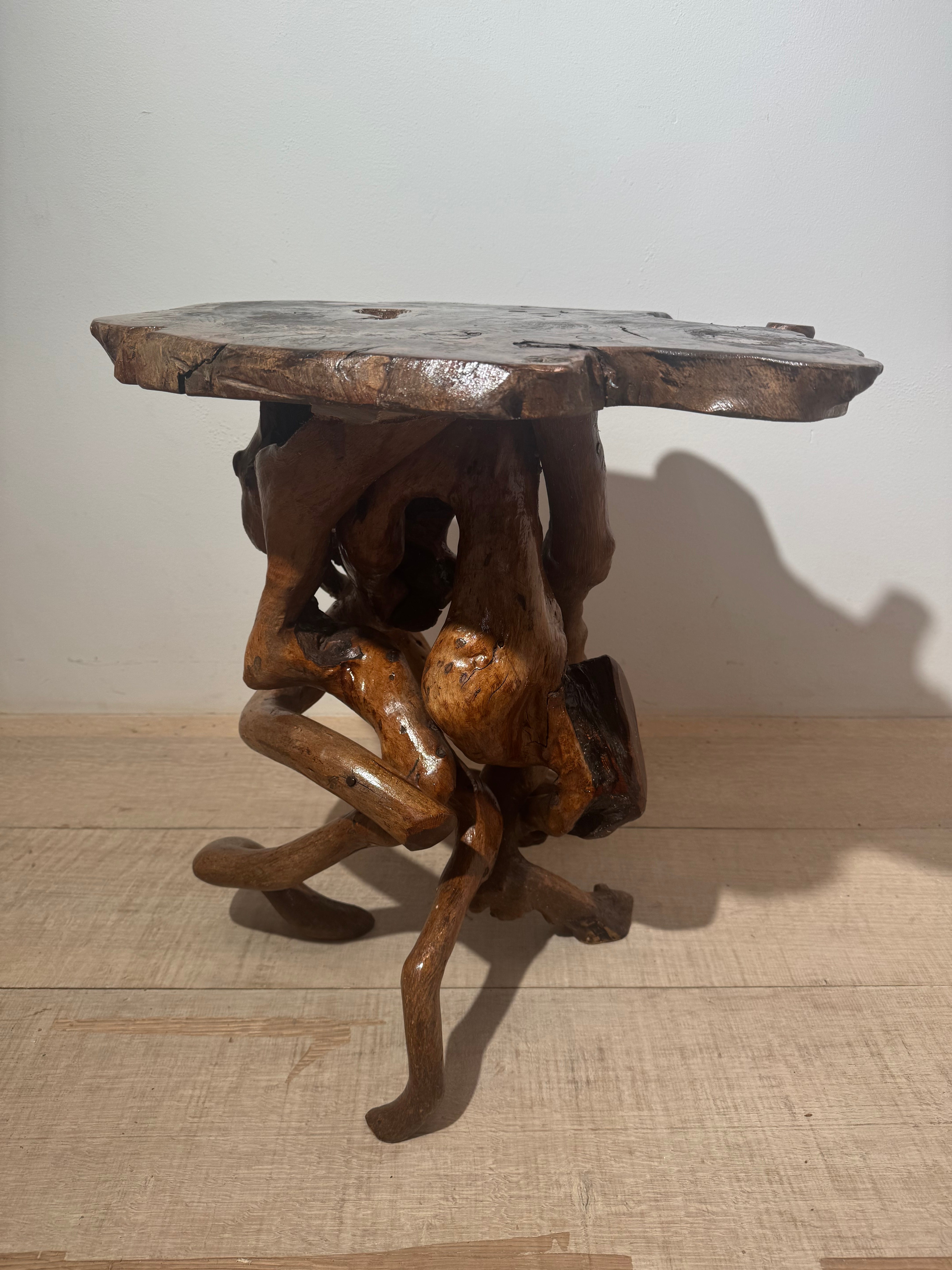 French Vintage Burl Root Side Table