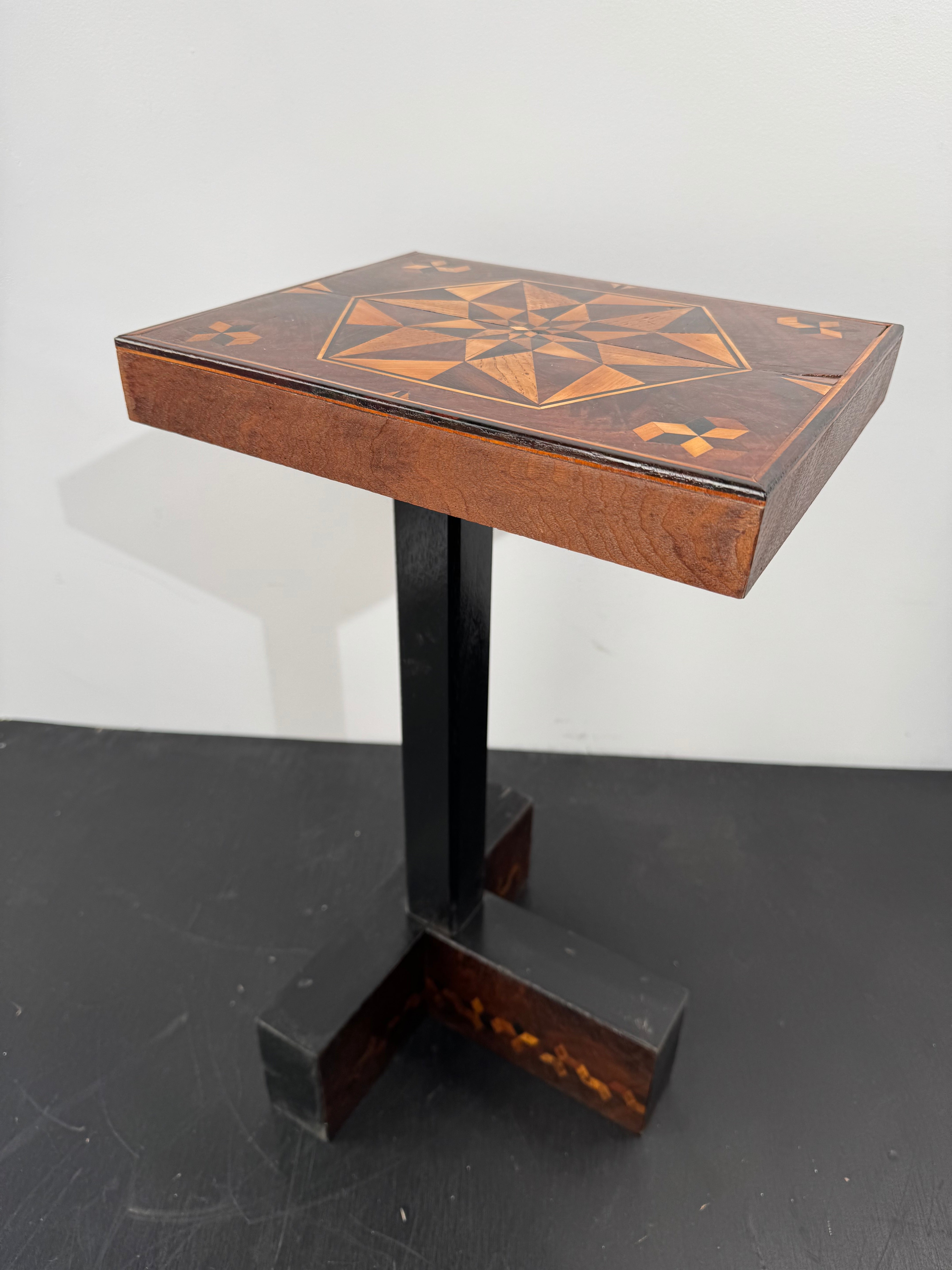 Limited Edition Walnut Inlaid Top and Base Side Table