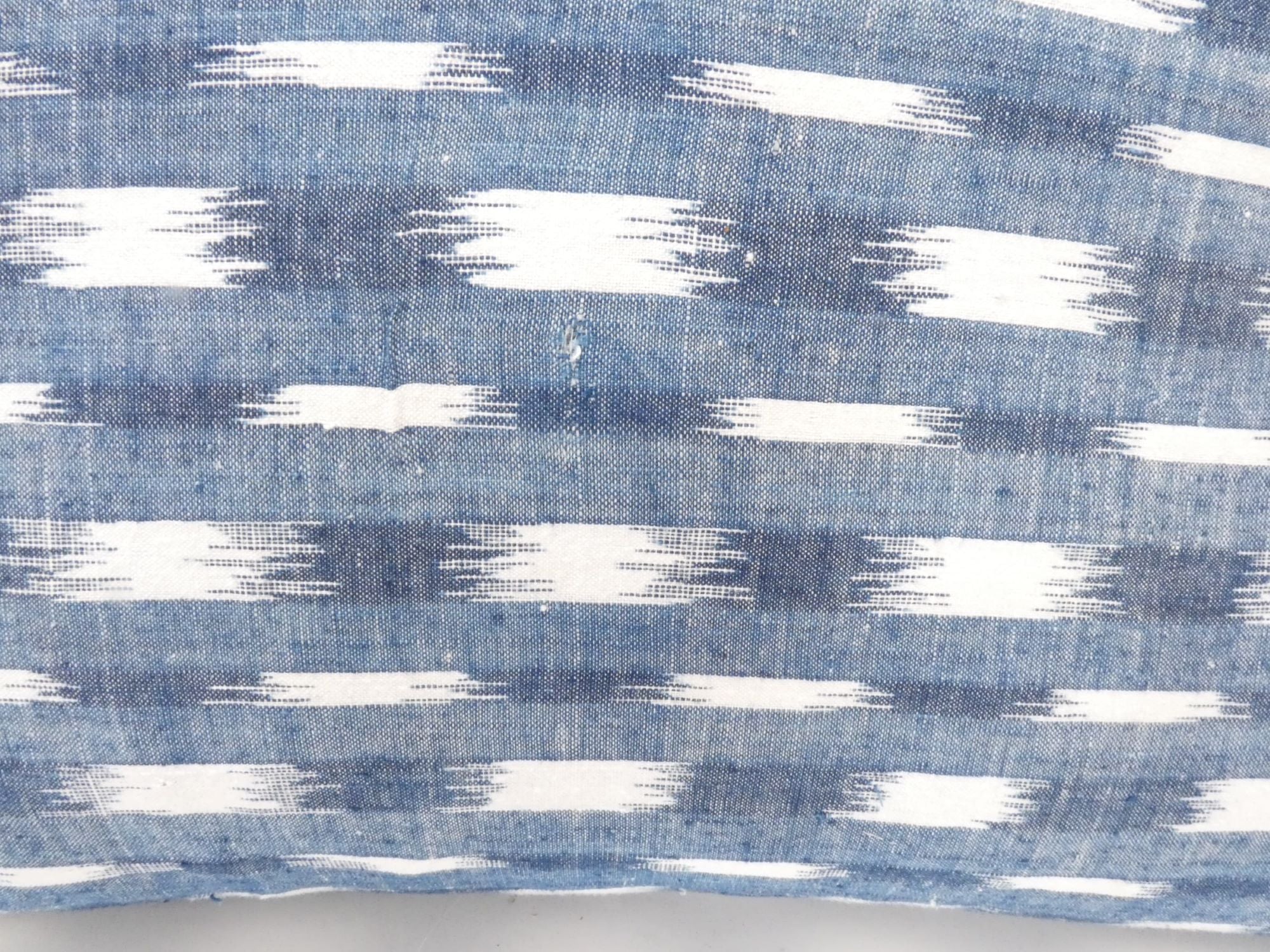 Rare 18th French Indigo Flamme Ikat textile pillow