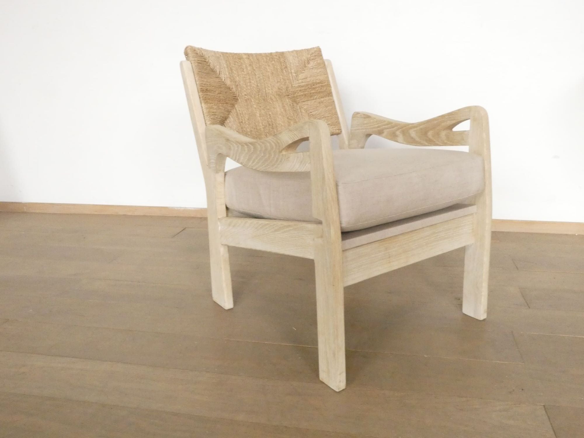 Pair of Lucca Studio Phoebe Oak Chairs with Linen Cushions