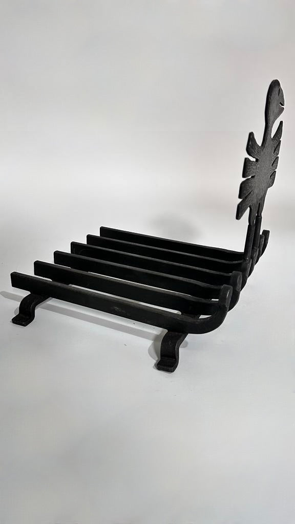 French Modernist Iron "Bird" Fireplace Andiron