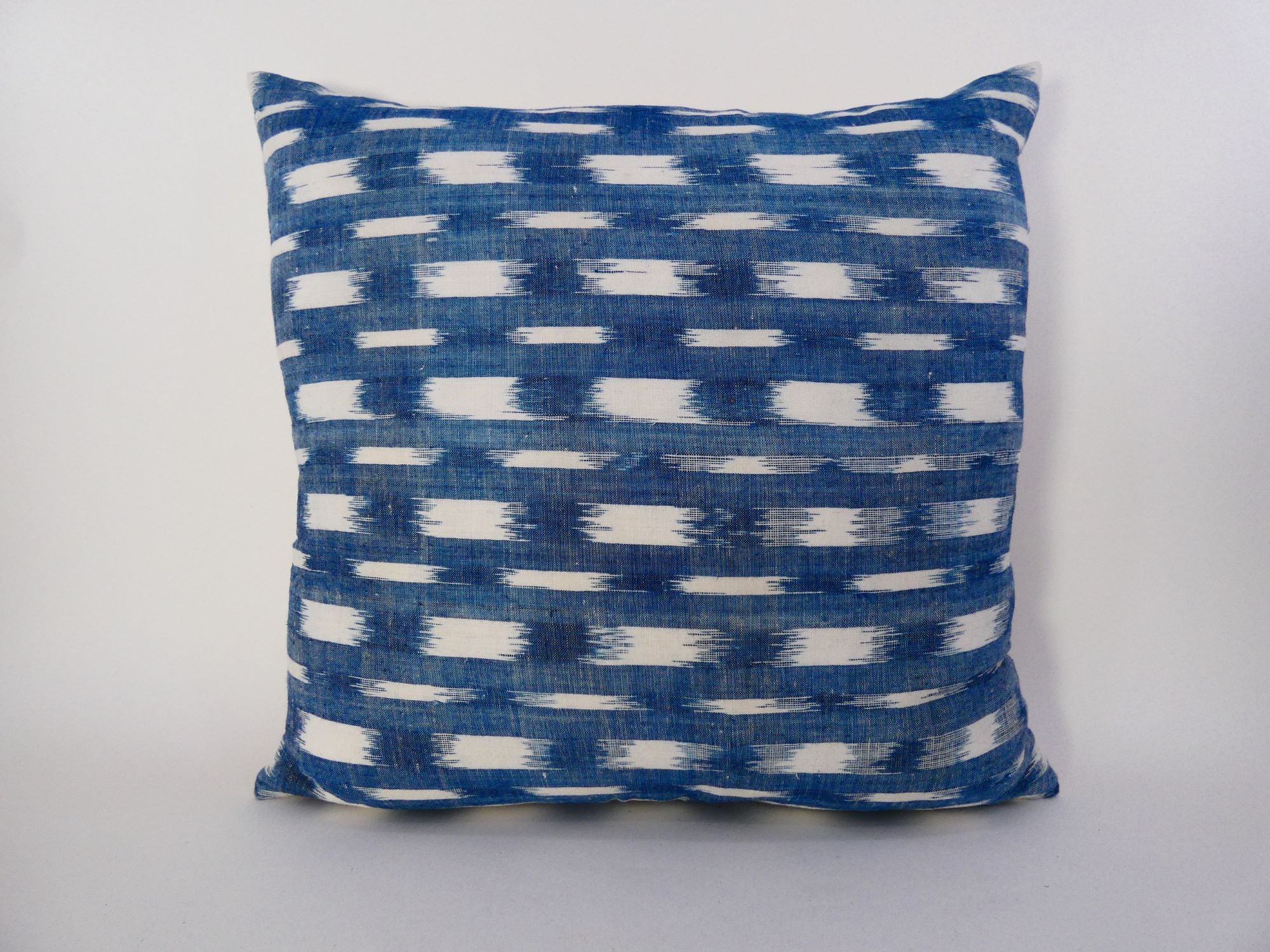 18th Century French Indigo Flamme Ikat Textile Pillow