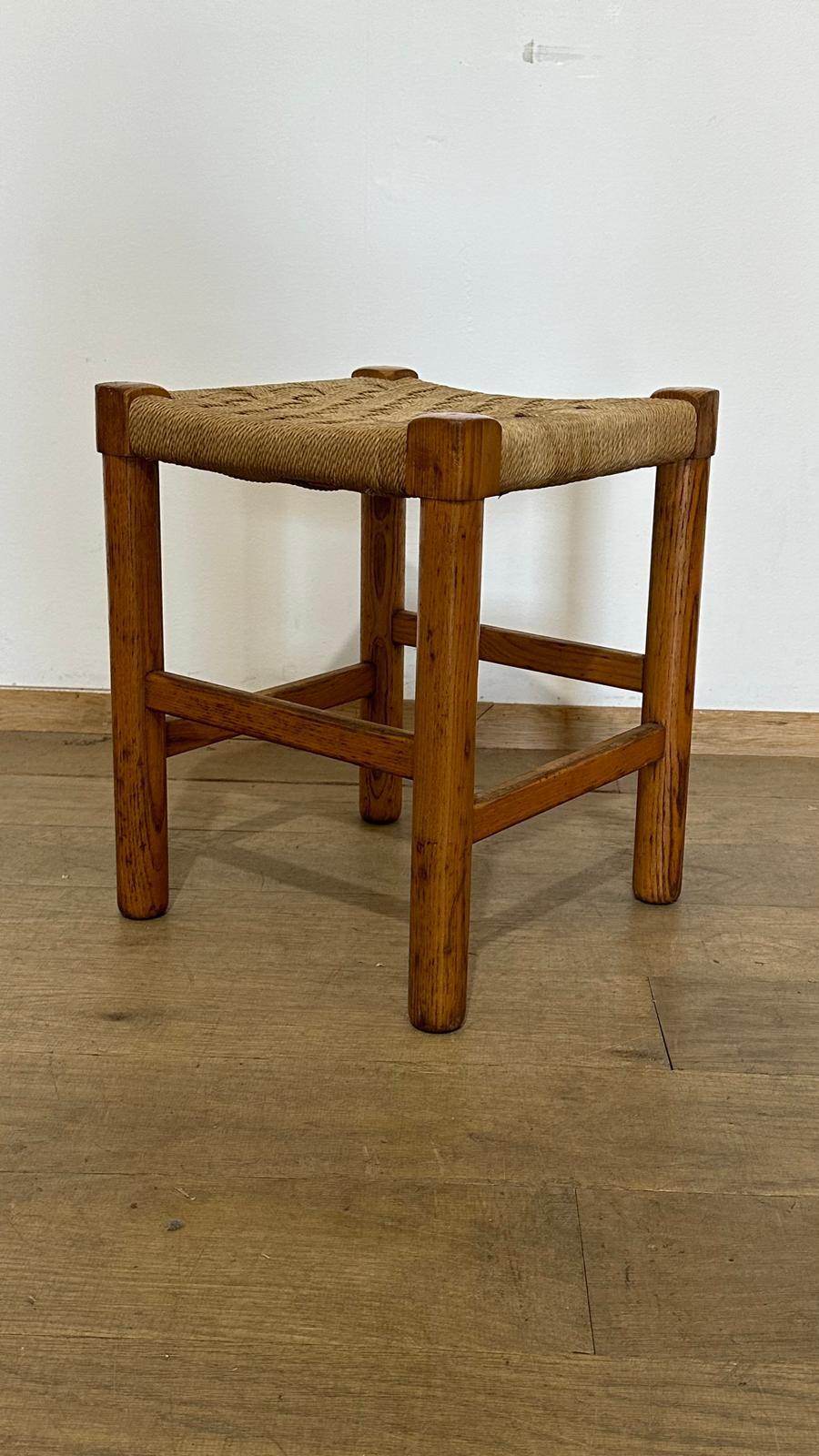 1960's French Rope and Oak Stool