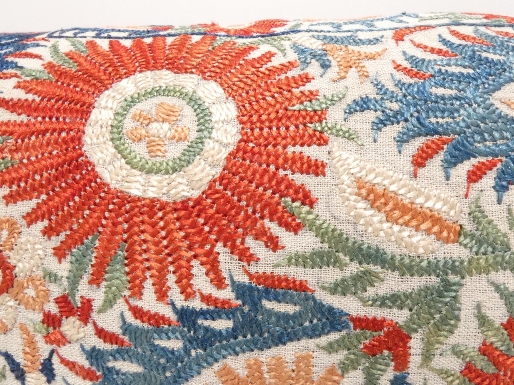 Rare 18th Century Silk Embroidery Textile Pillow