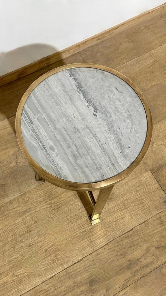 Lucca Studio Everett Bronze and Stone  Side Table (small)