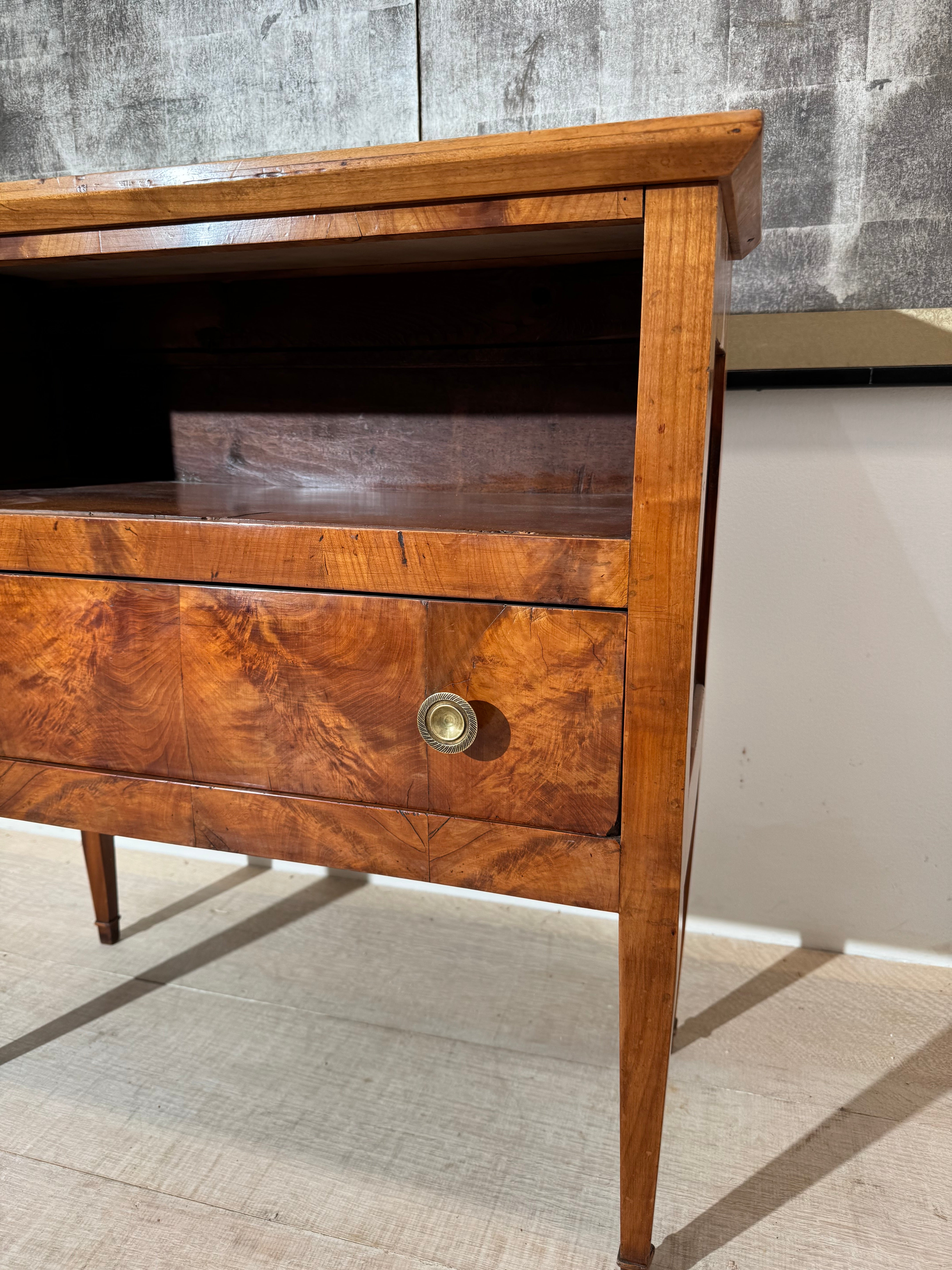 English 19c Fruitwood & Marble Nighstand