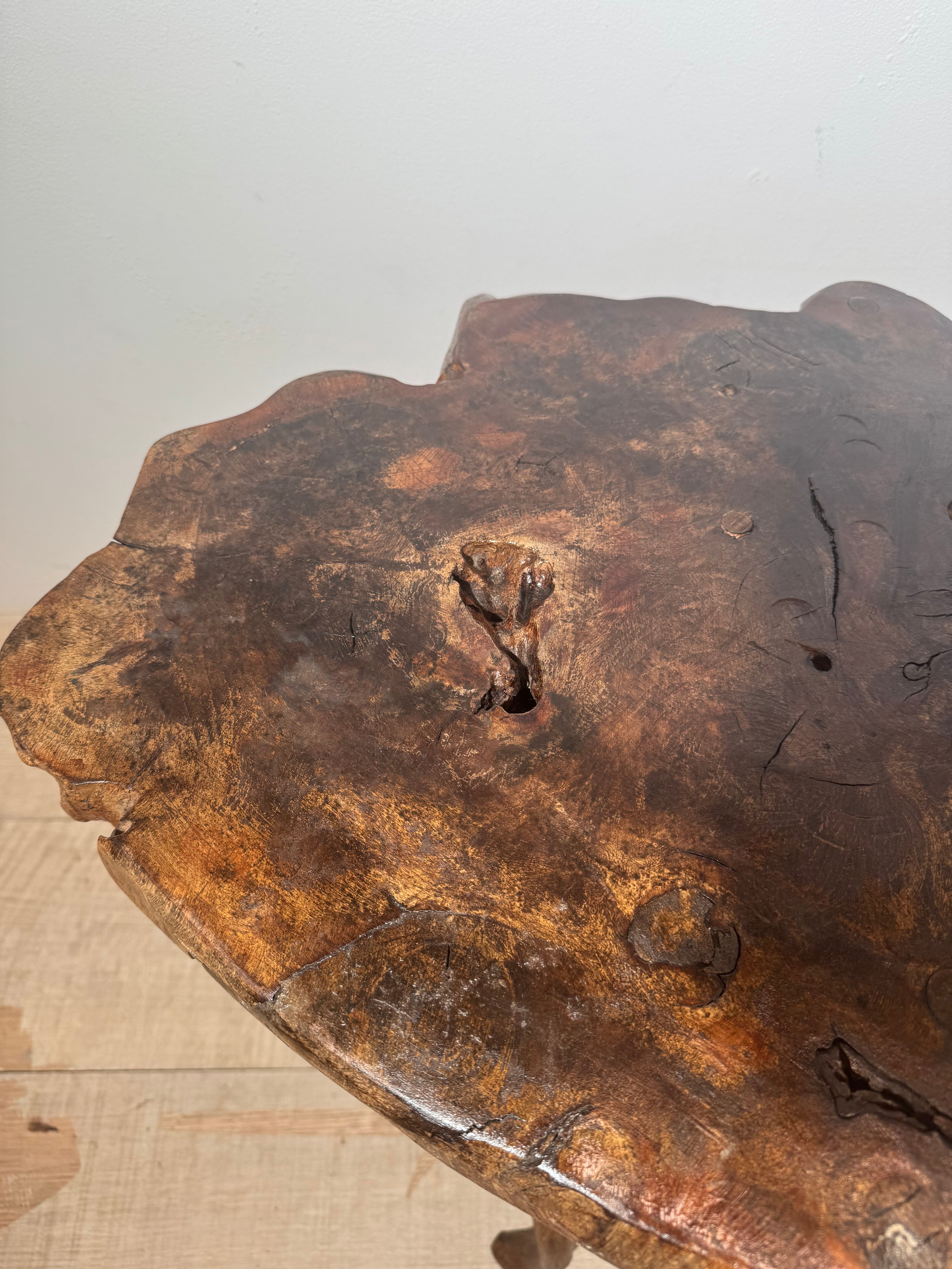 French Vintage Burl Root Side Table
