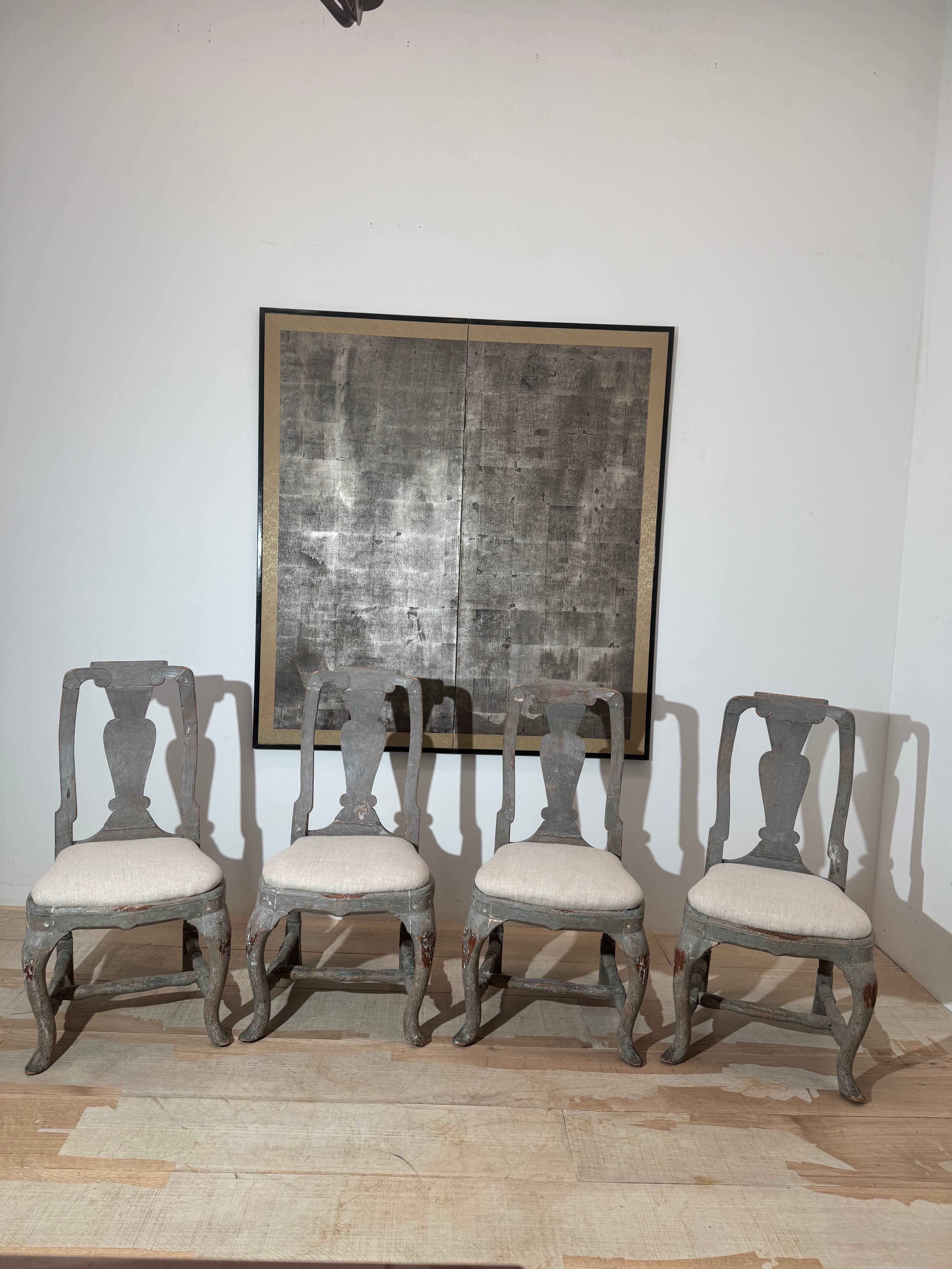 Set of Four Gustavian Painted Dining Chairs
