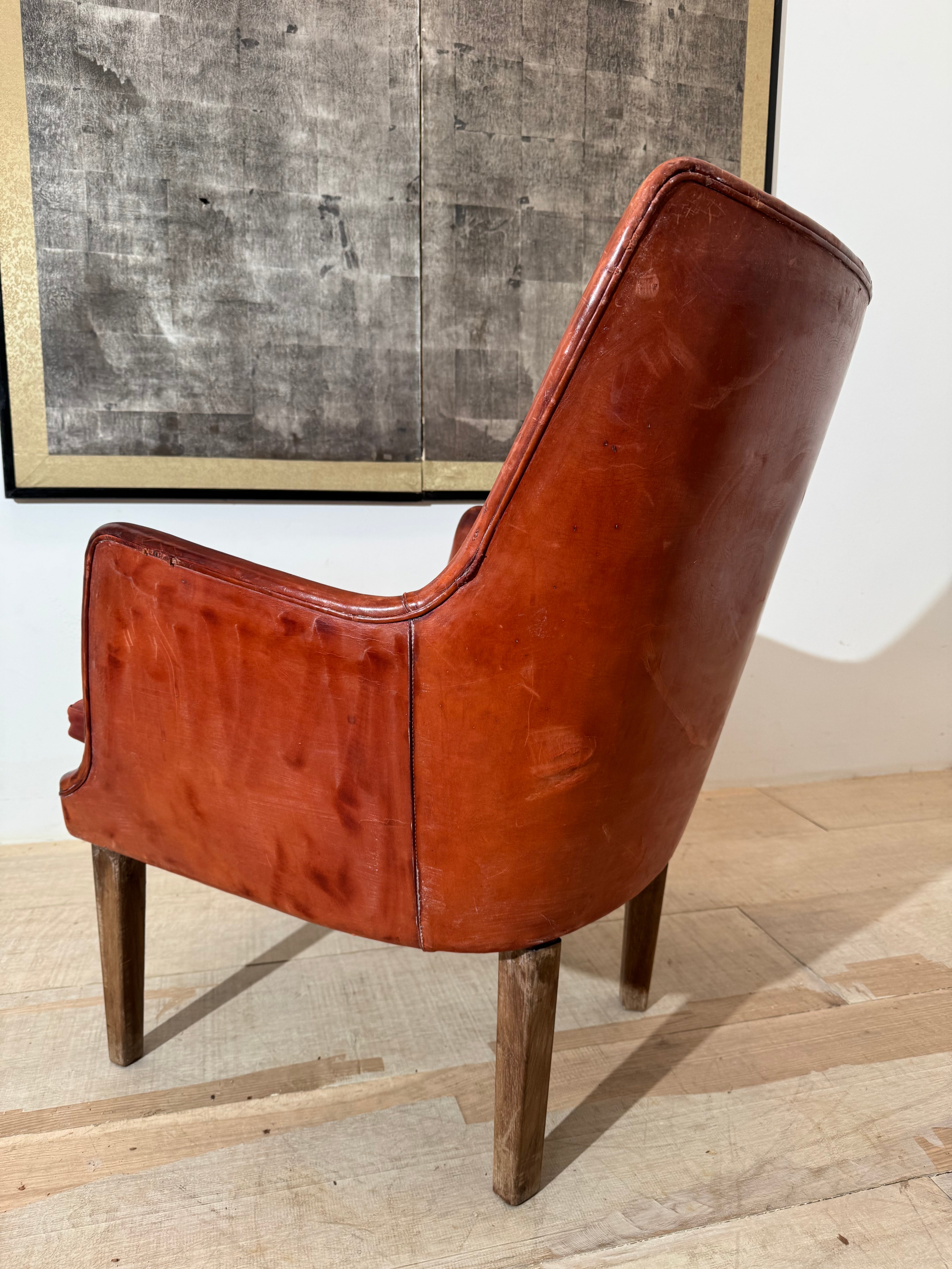 Original Vintage Arne Vodder Danish Leather Chair in Scruffy Condition