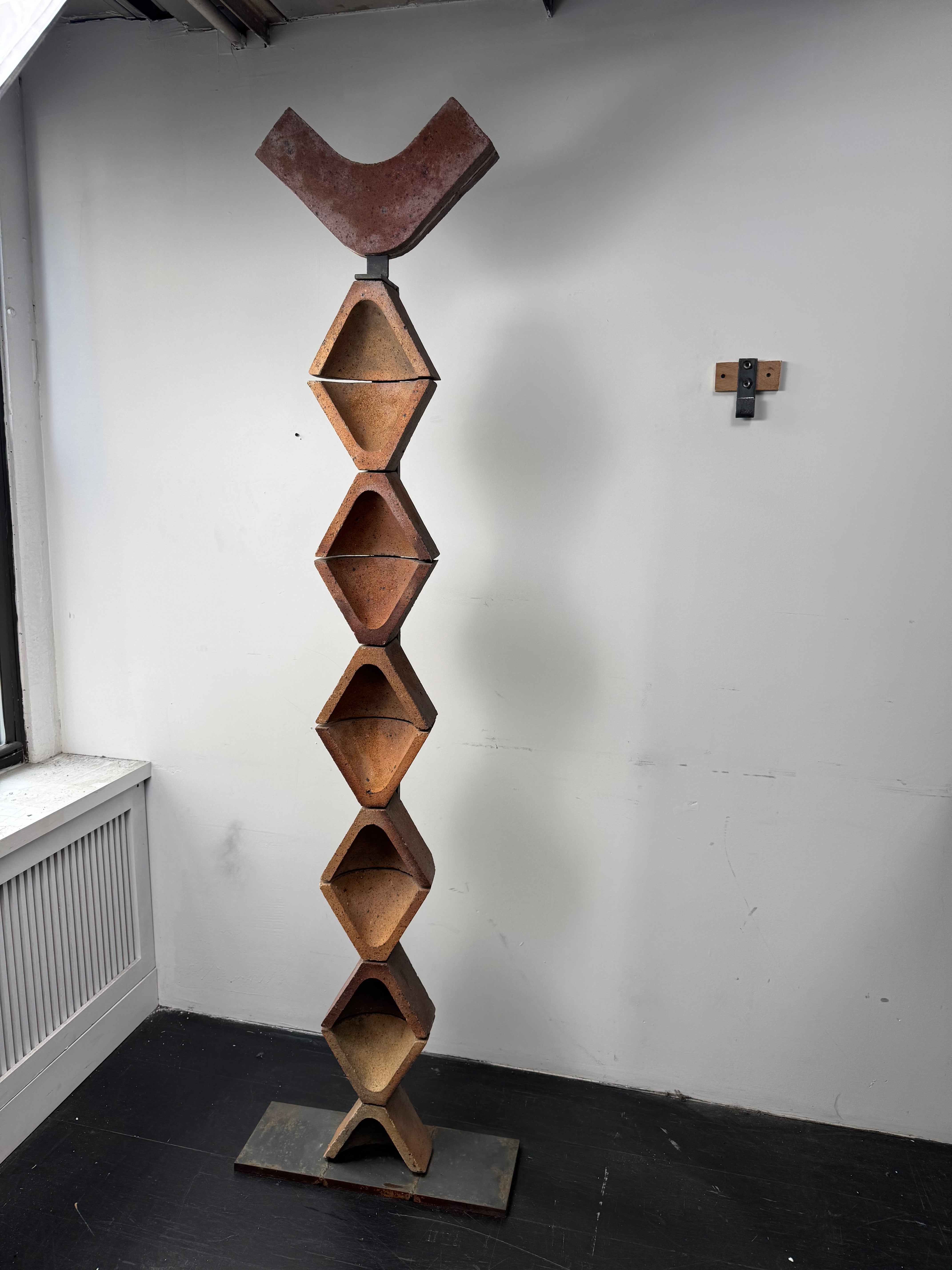 Pair 1970's Vintage Clay & Iron French Totems