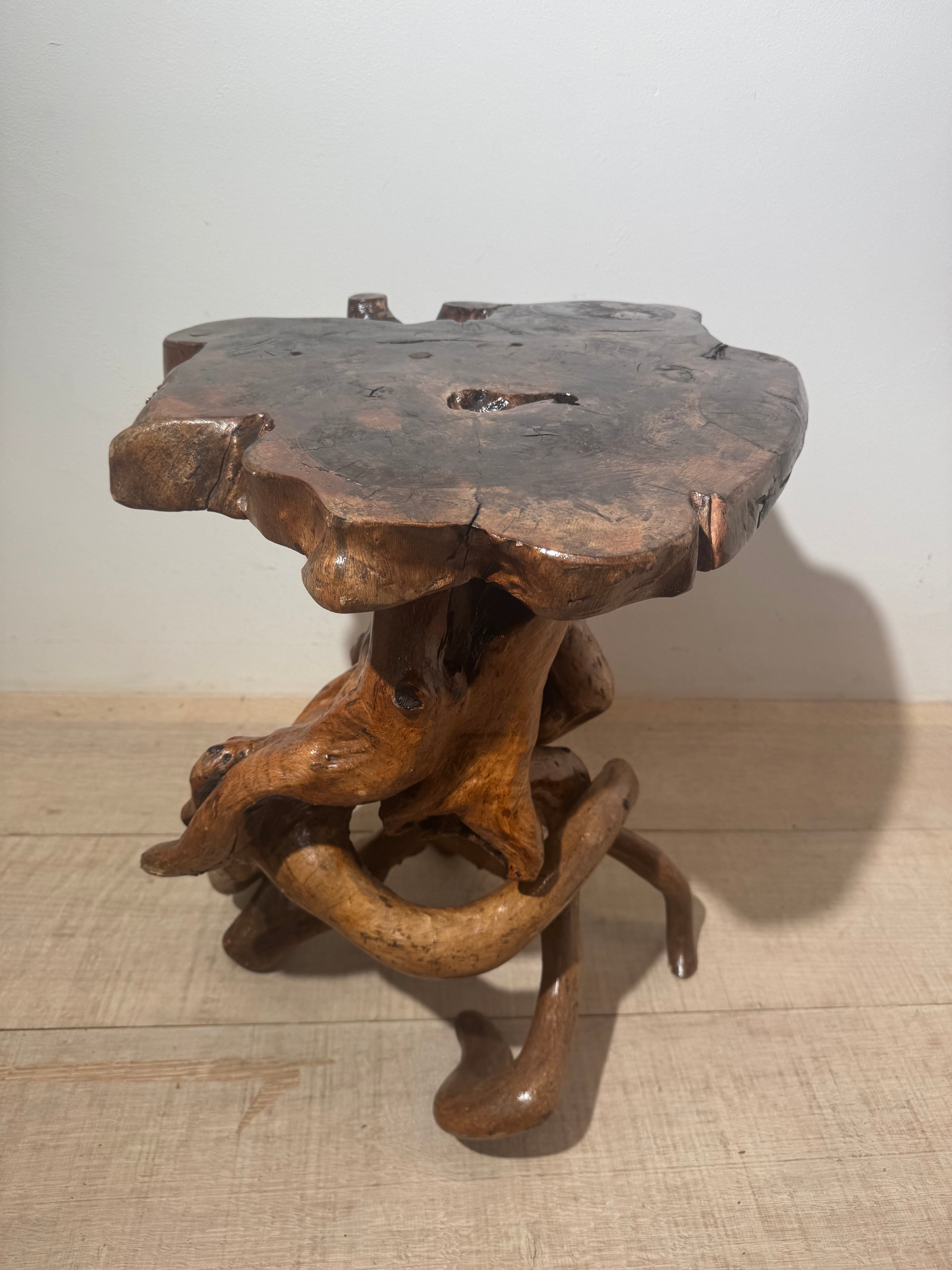 French Vintage Burl Root Side Table