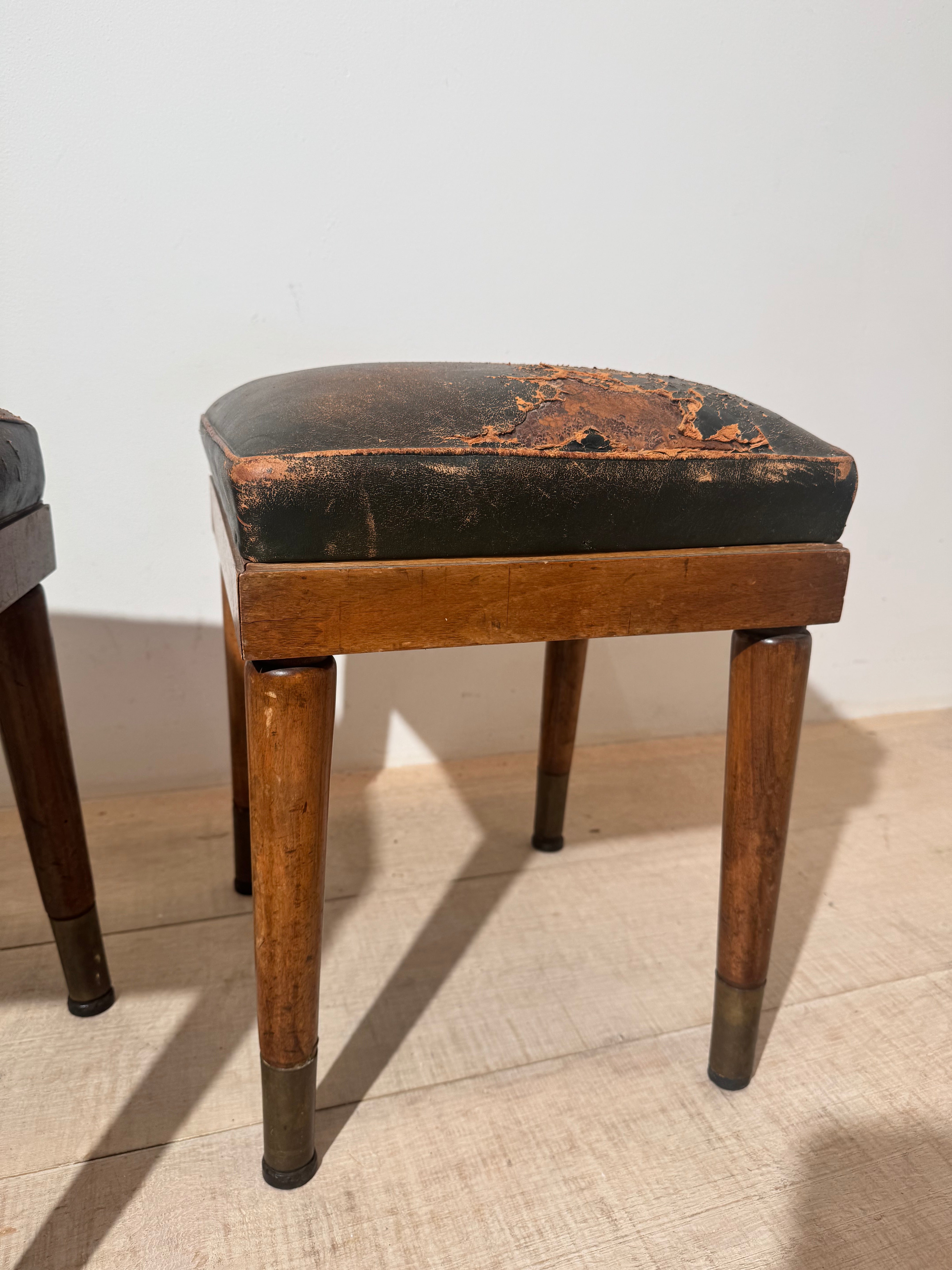 Stylish Pair of 19th century English leather benches