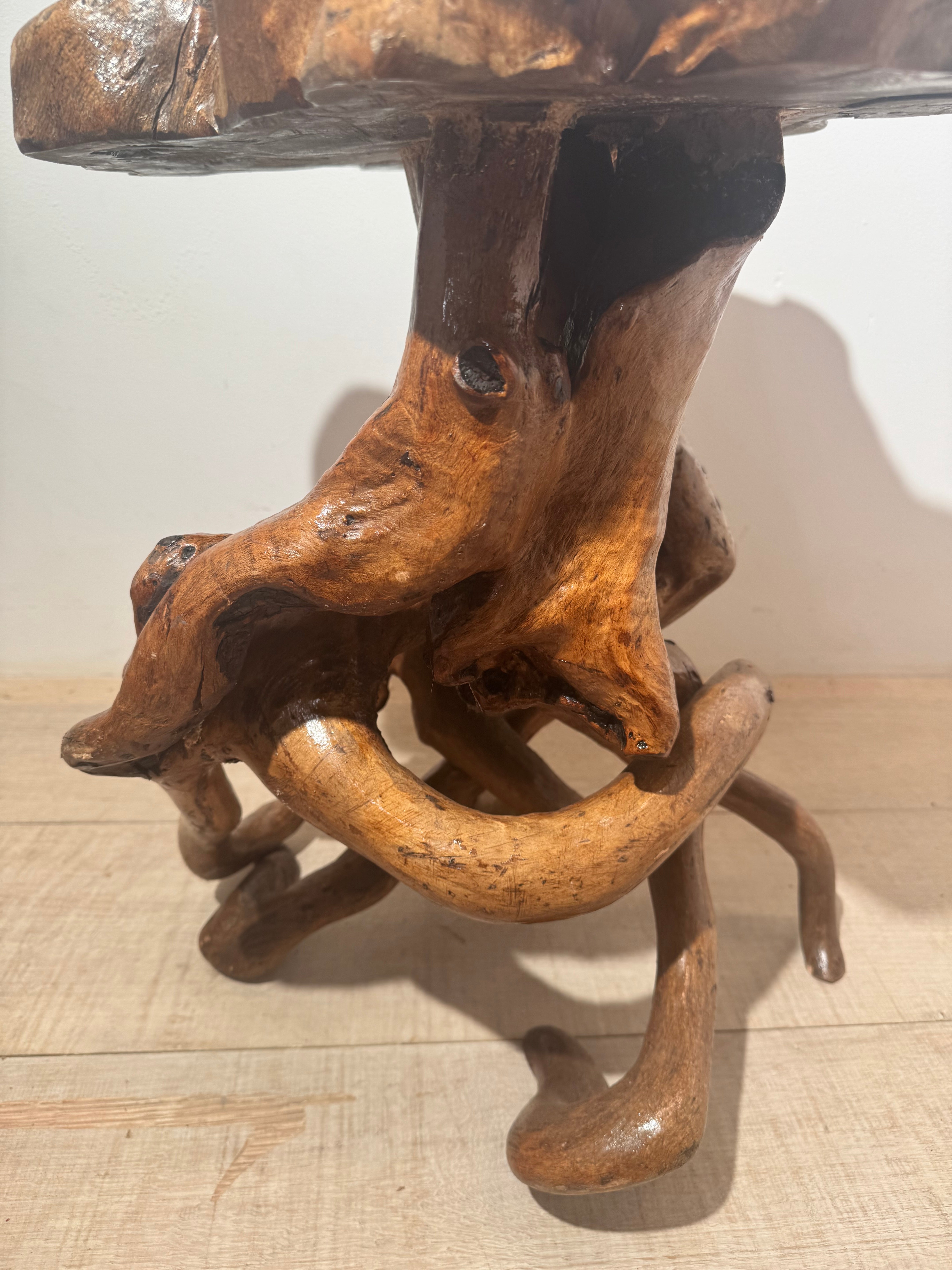 French Vintage Burl Root Side Table