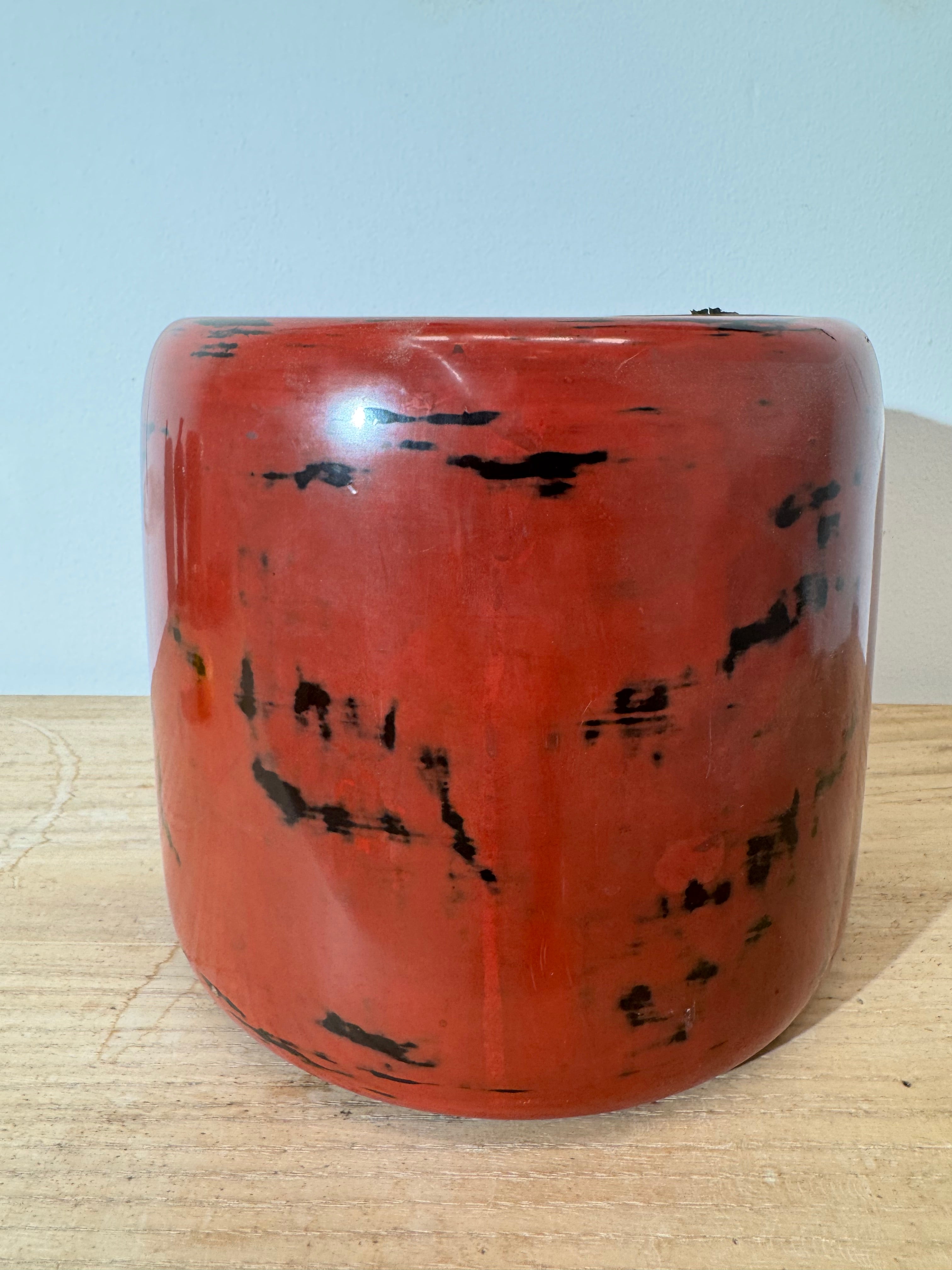 Vintage Japanese Red & Black Lacquerware Pot